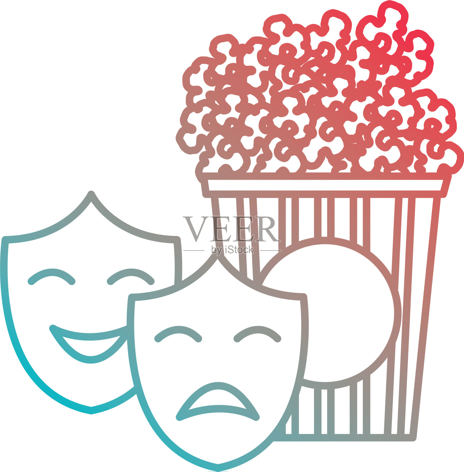 爆米花和戏剧面具插画图片素材