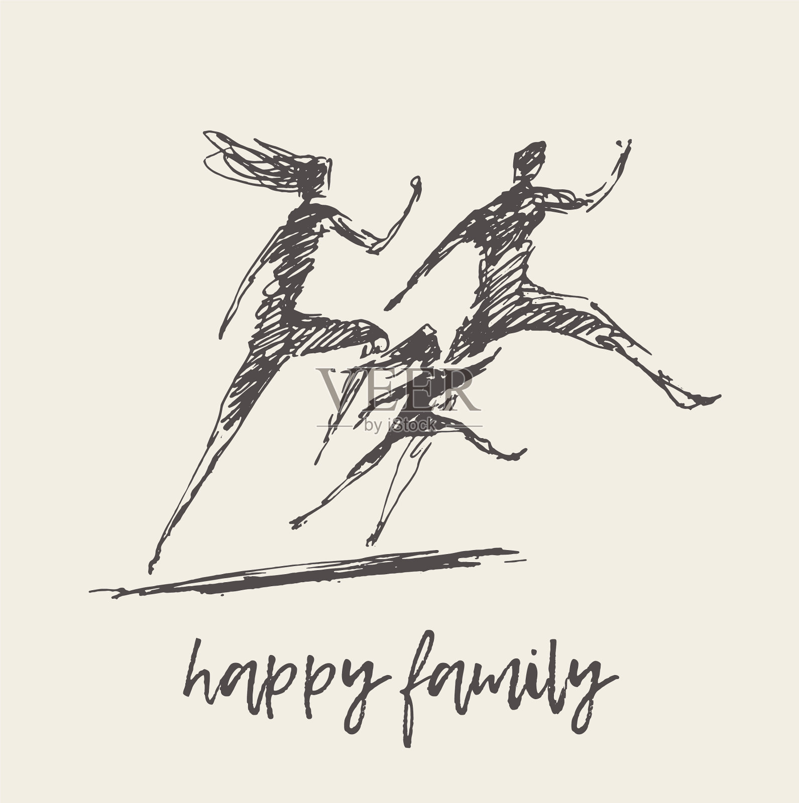 母亲父亲孩子剪影标志家庭插画图片素材