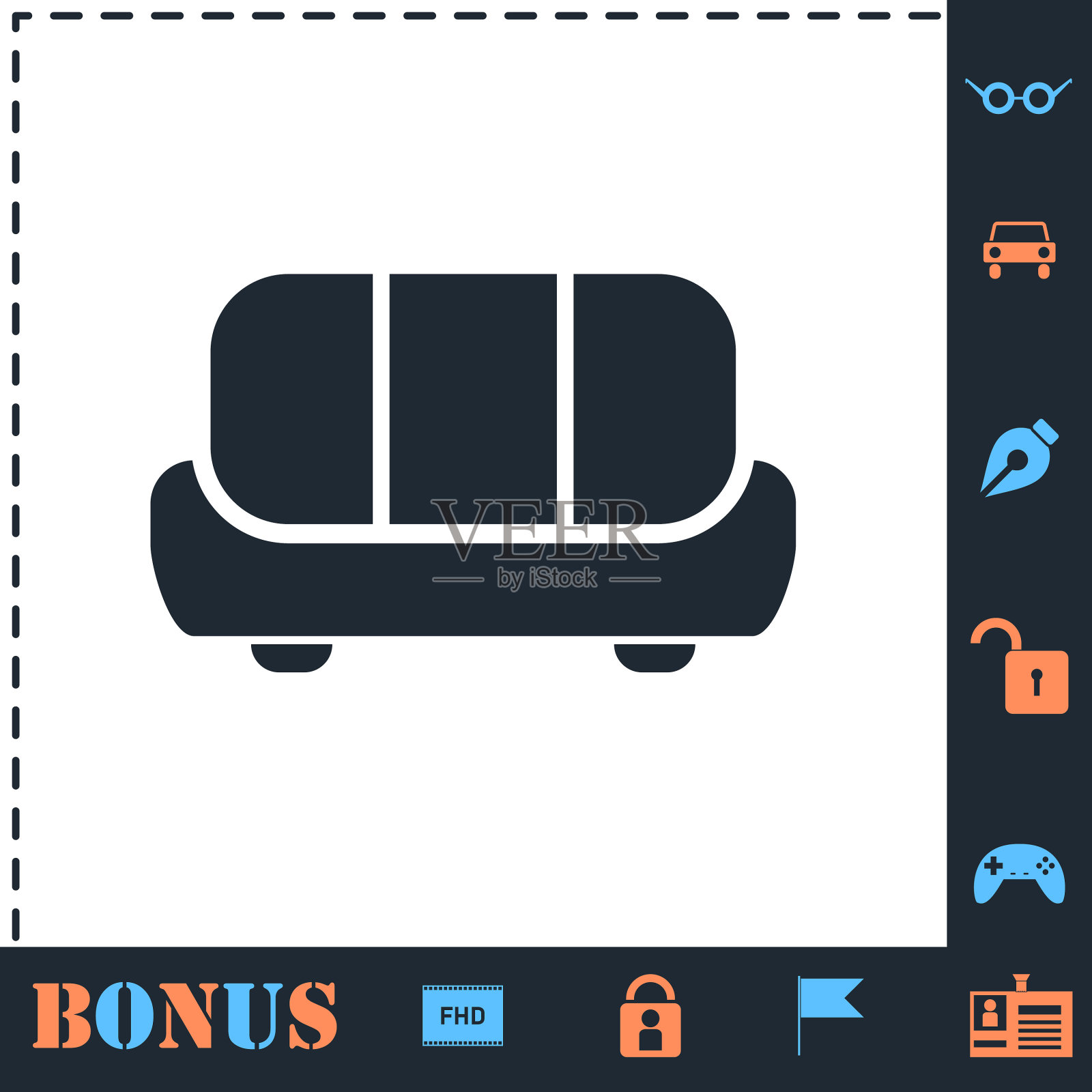 沙发图标平插画图片素材