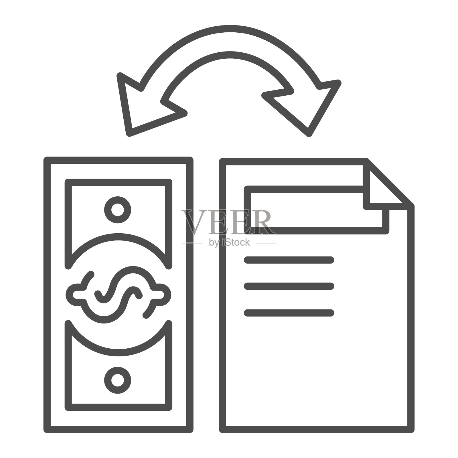 金钱和文件细线图标投资插画图片素材