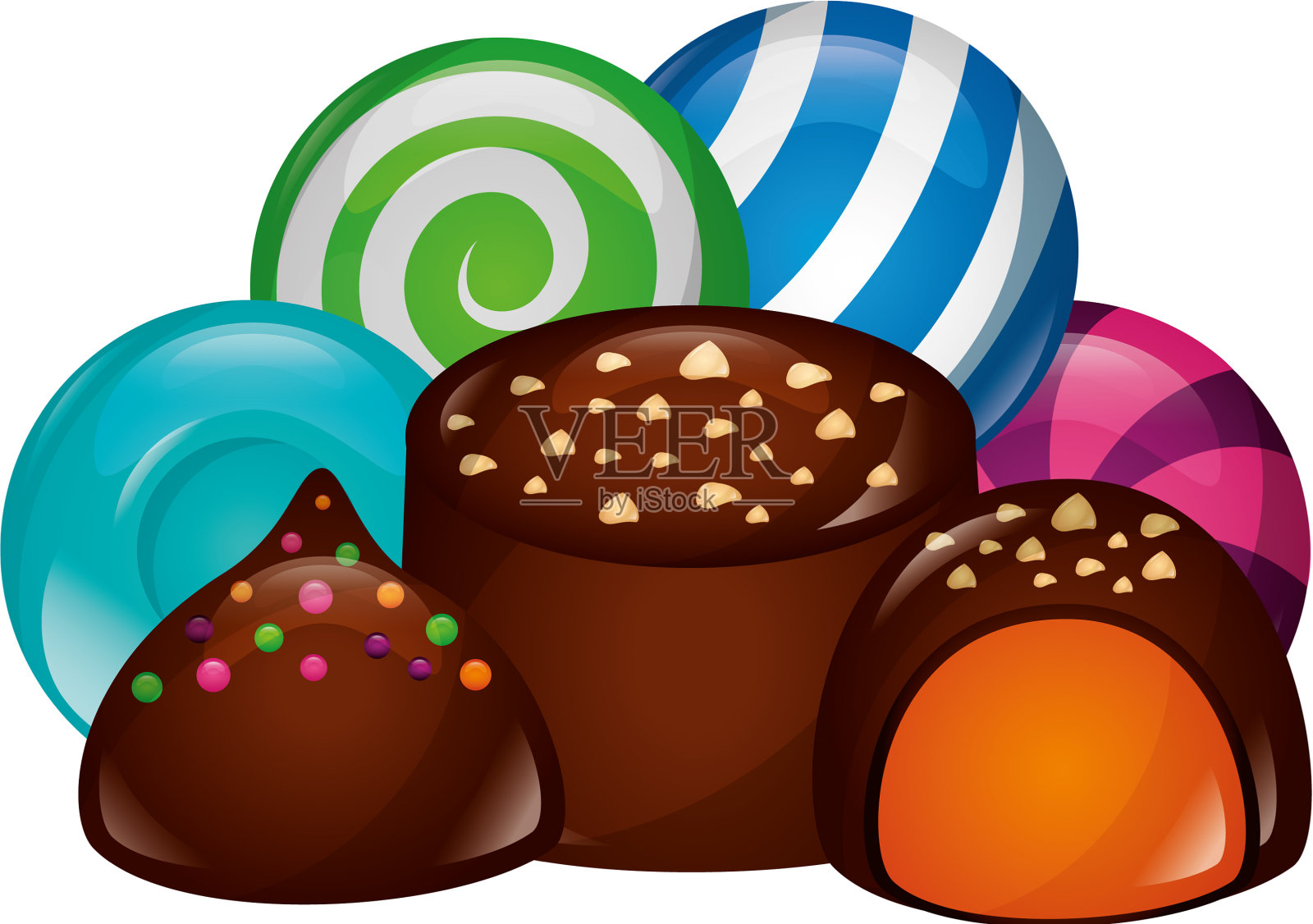 甜糖果孤立图标设计元素图片