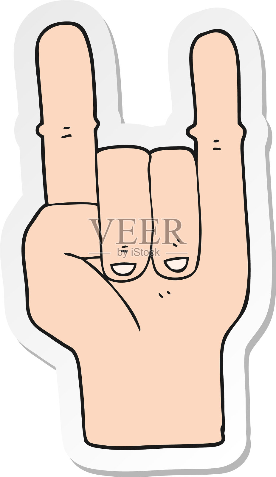 贴纸上有一个卡通魔鬼的手角符号设计元素图片