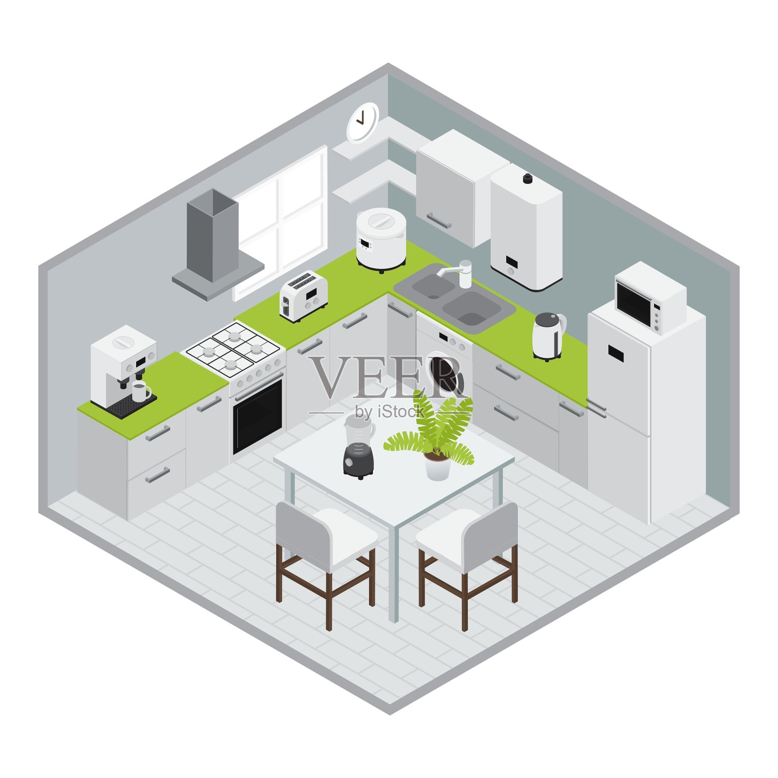 厨房等容线组成设计元素图片