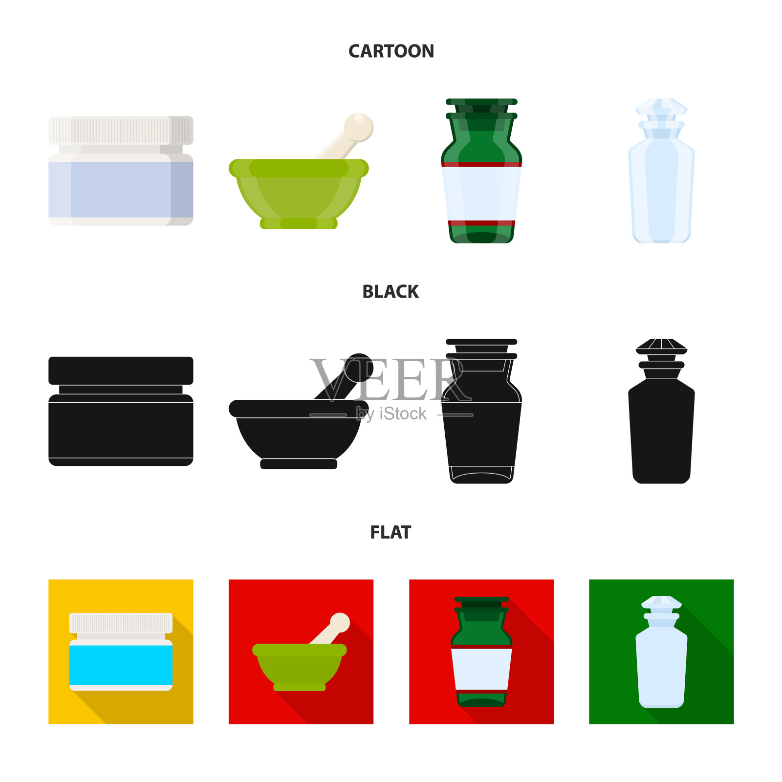 零售和医疗保健标志集的孤立对象图标素材