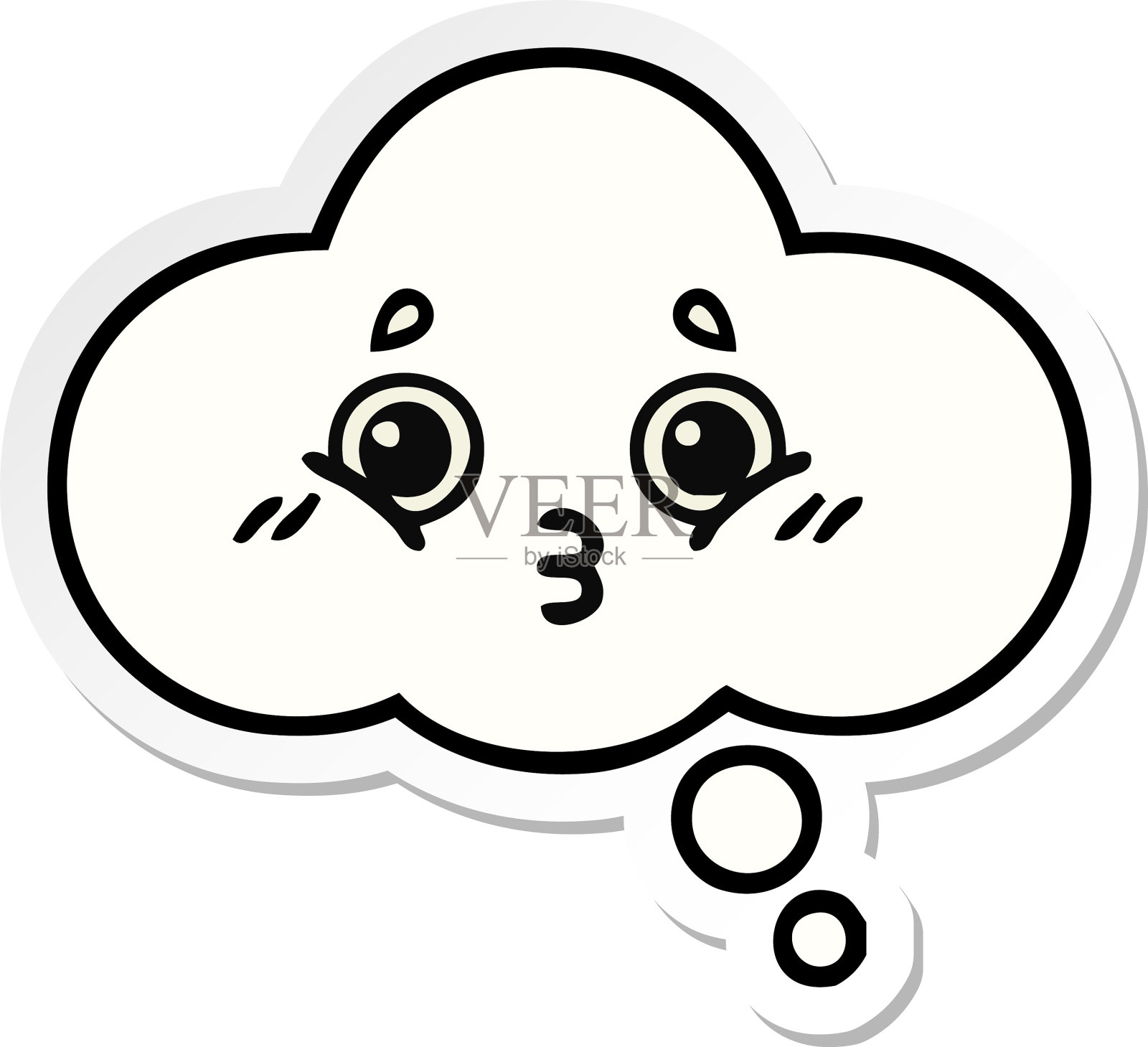 一个可爱的卡通思想泡泡贴纸设计元素图片