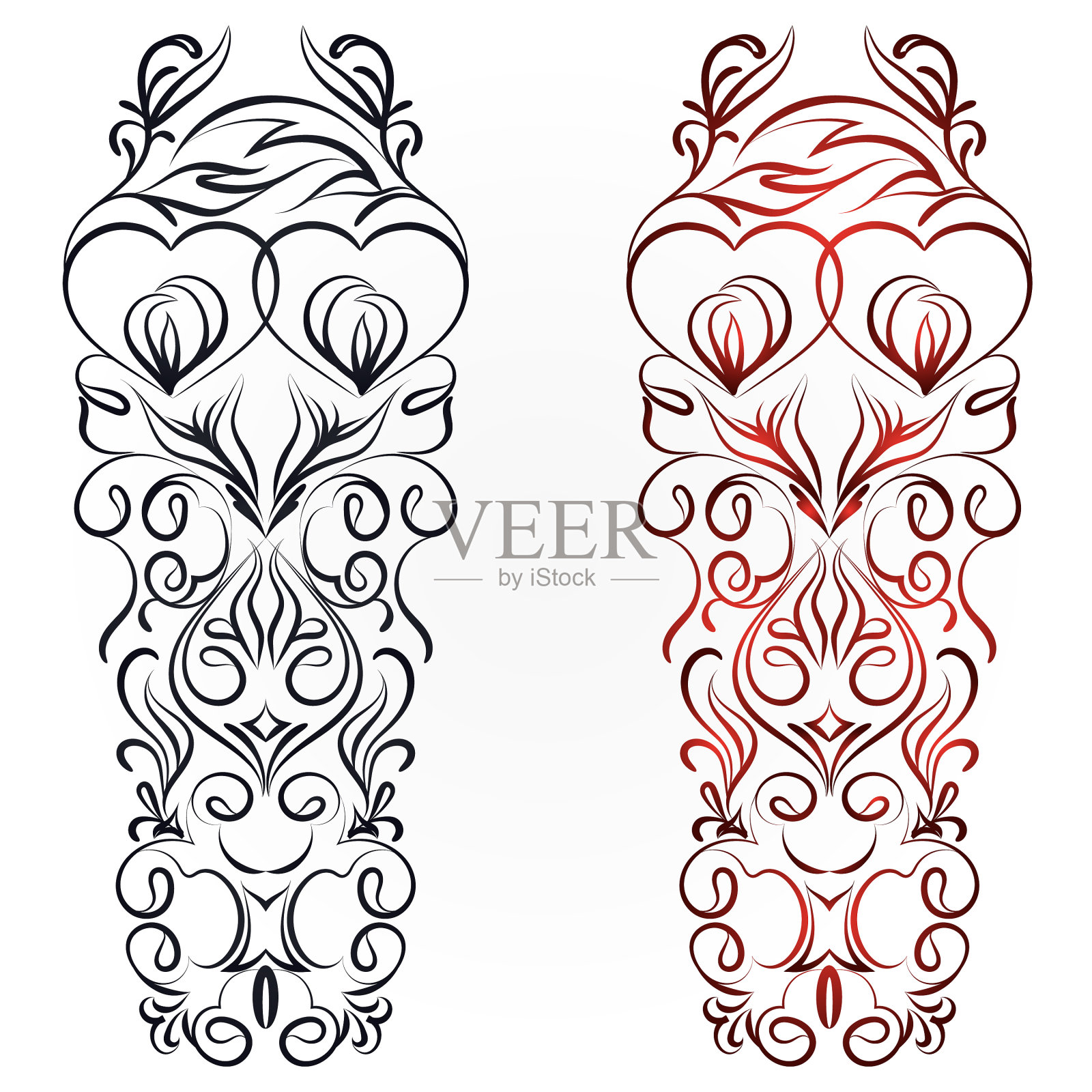 垂直图案心抽象部落插画图片素材