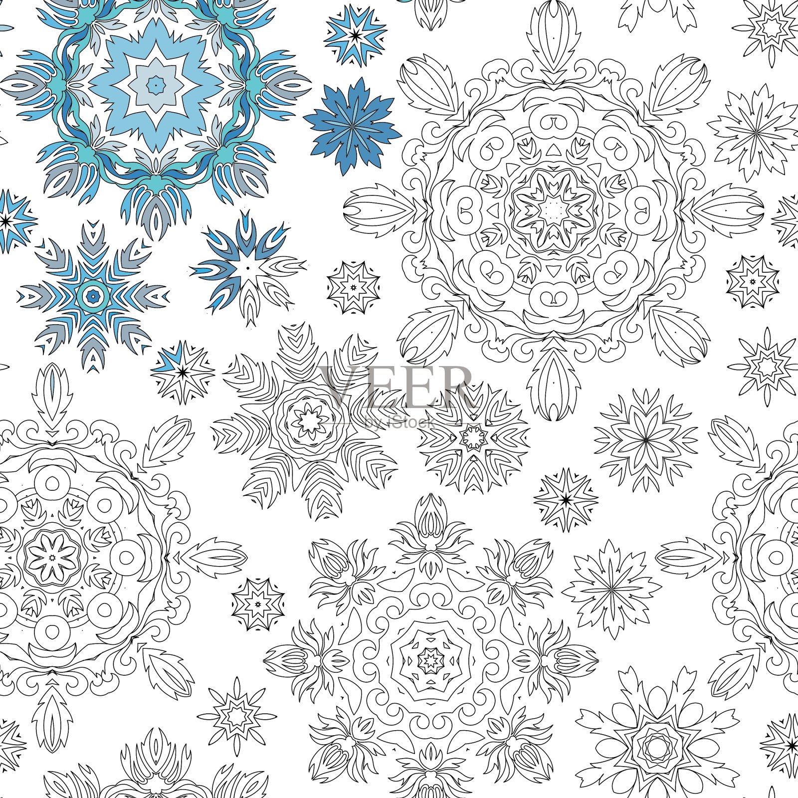 圣诞图案从雪花为卡片插画图片素材