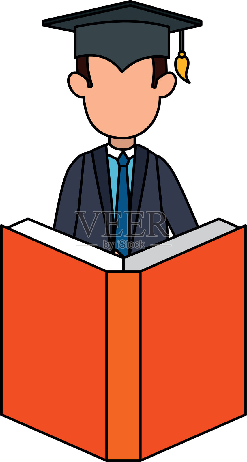 学生毕业带书插画图片素材