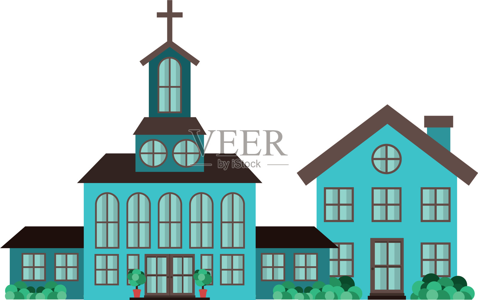 教堂附近孤立的图标插画图片素材