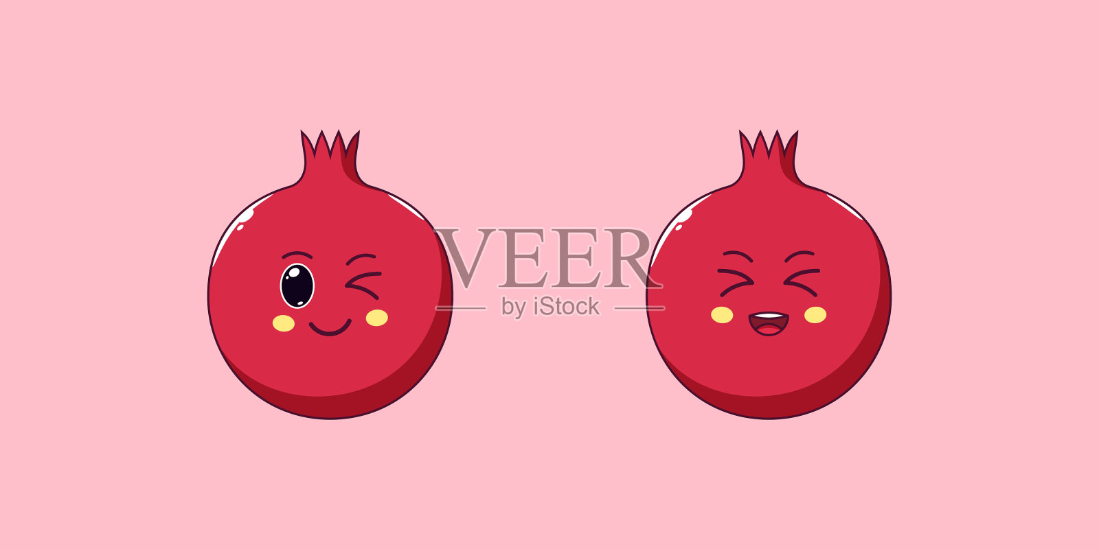 可爱可爱的石榴红卡通熟果插画图片素材