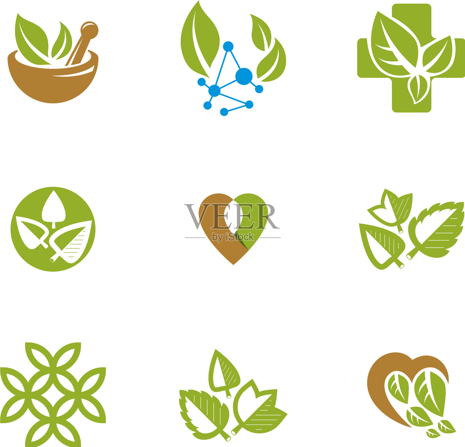 植物治疗隐喻图形标志收藏插画图片素材