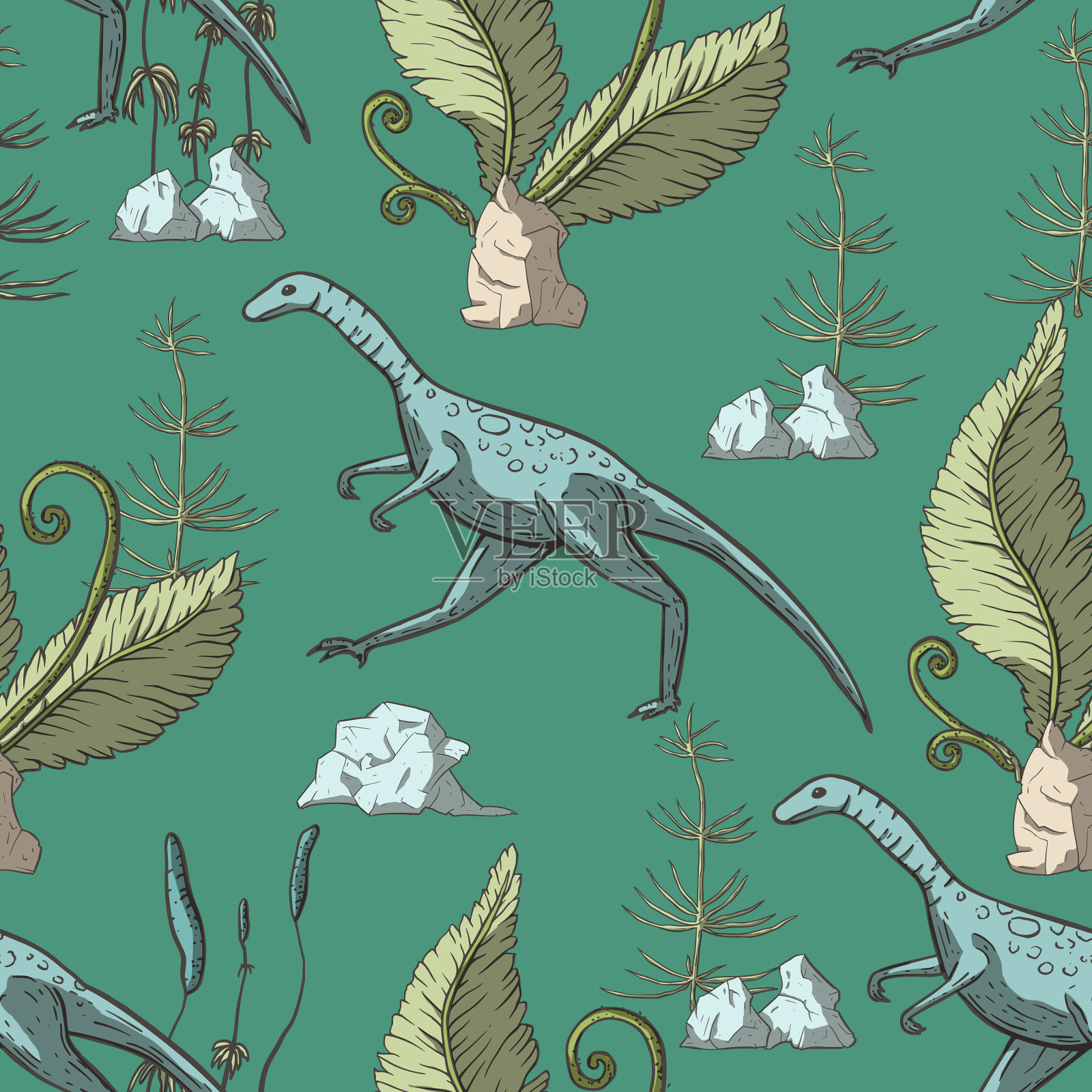 颚龙无缝图案插画图片素材