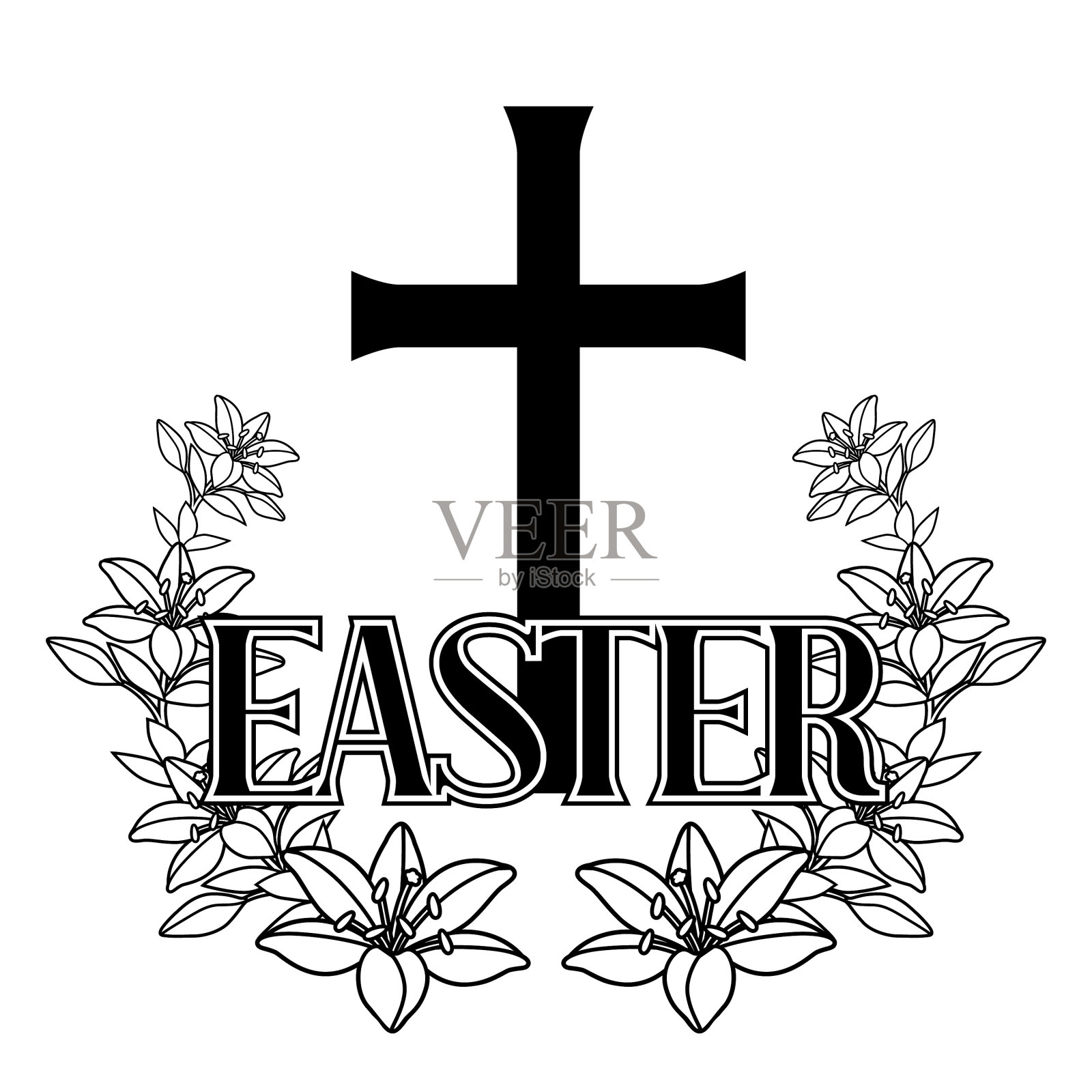 复活节快乐概念交叉和设计元素图片