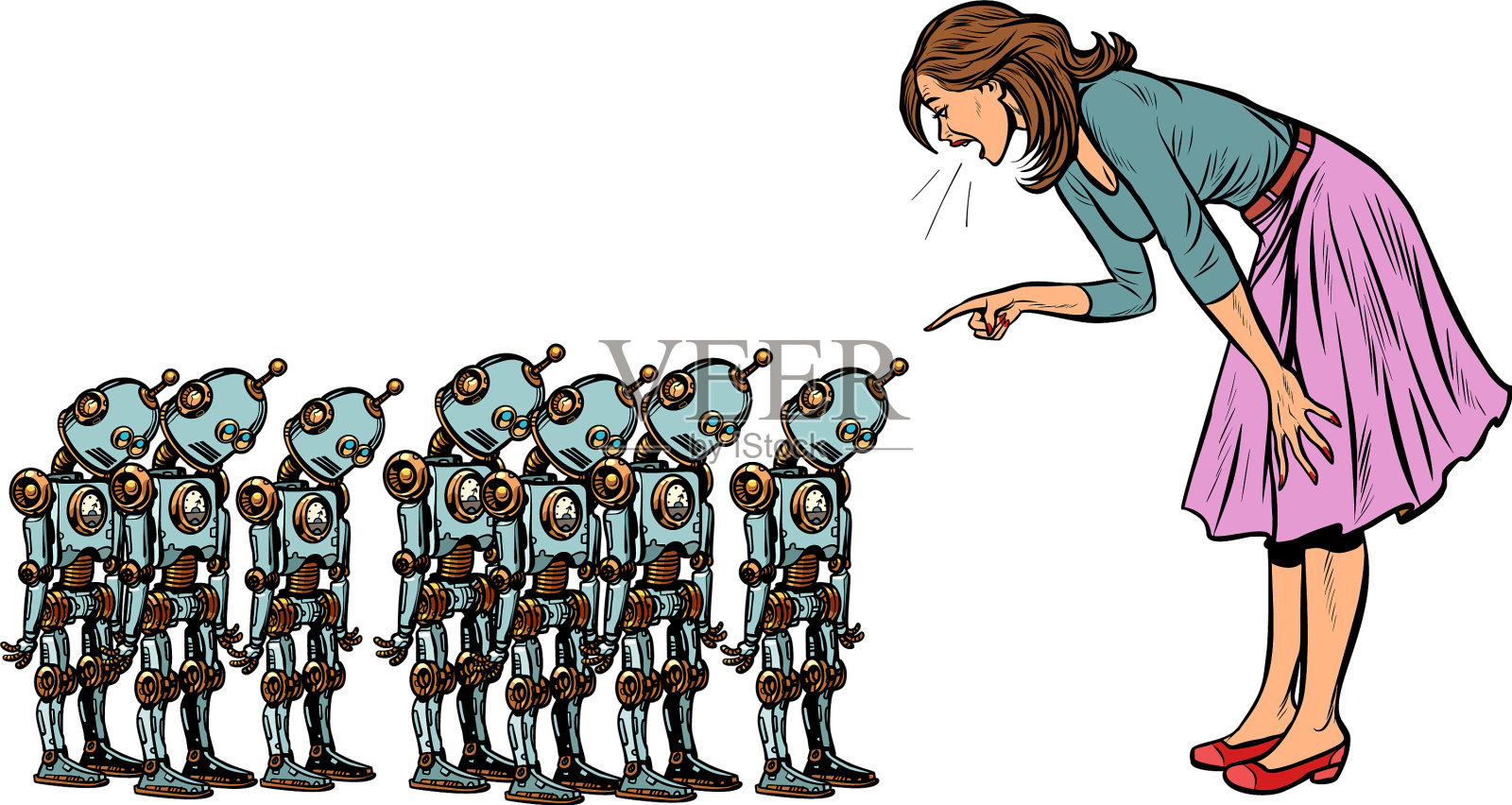 学习人工智能的概念女人设计元素图片