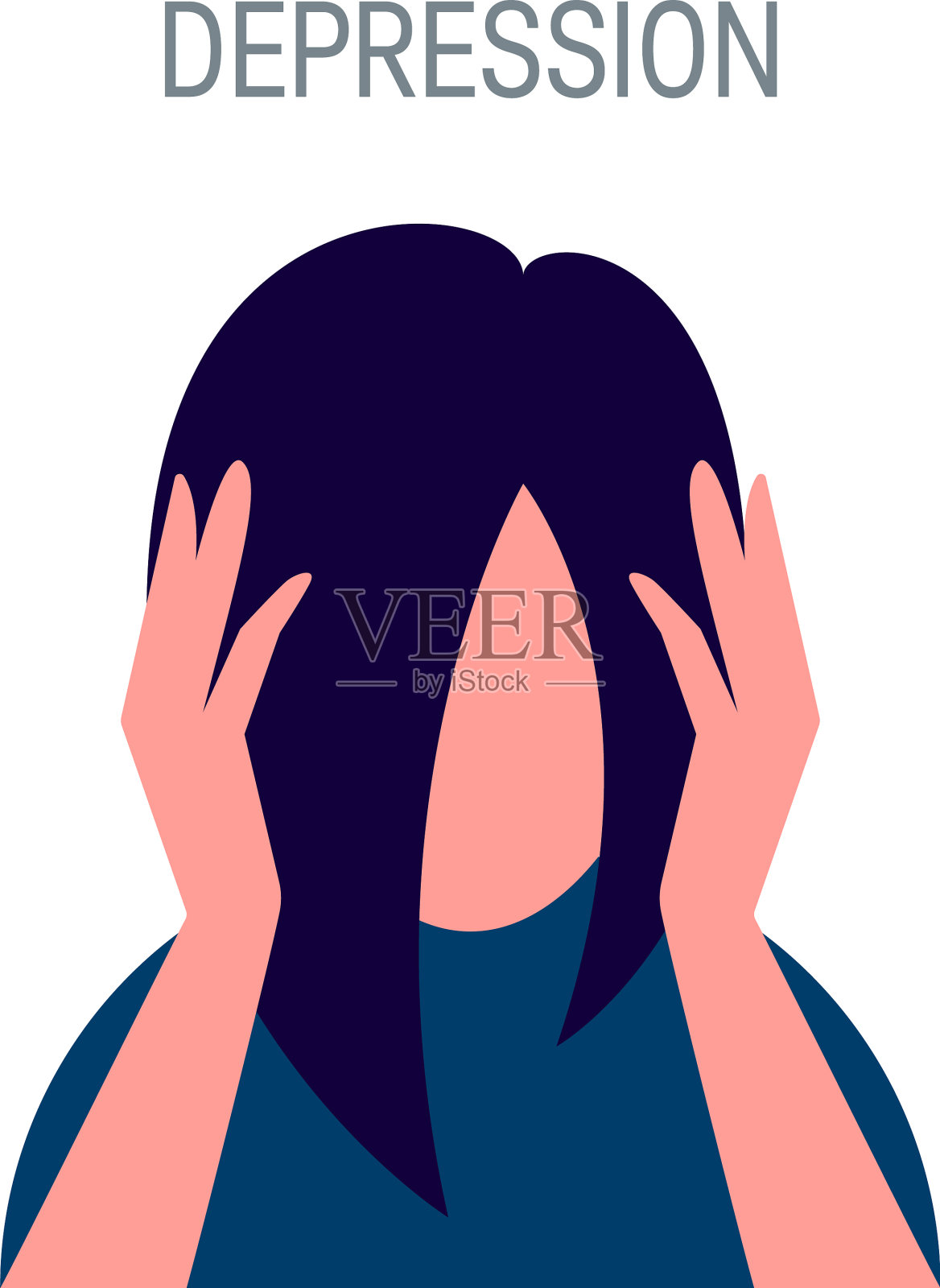 压抑概念在简单的平面风格插画图片素材