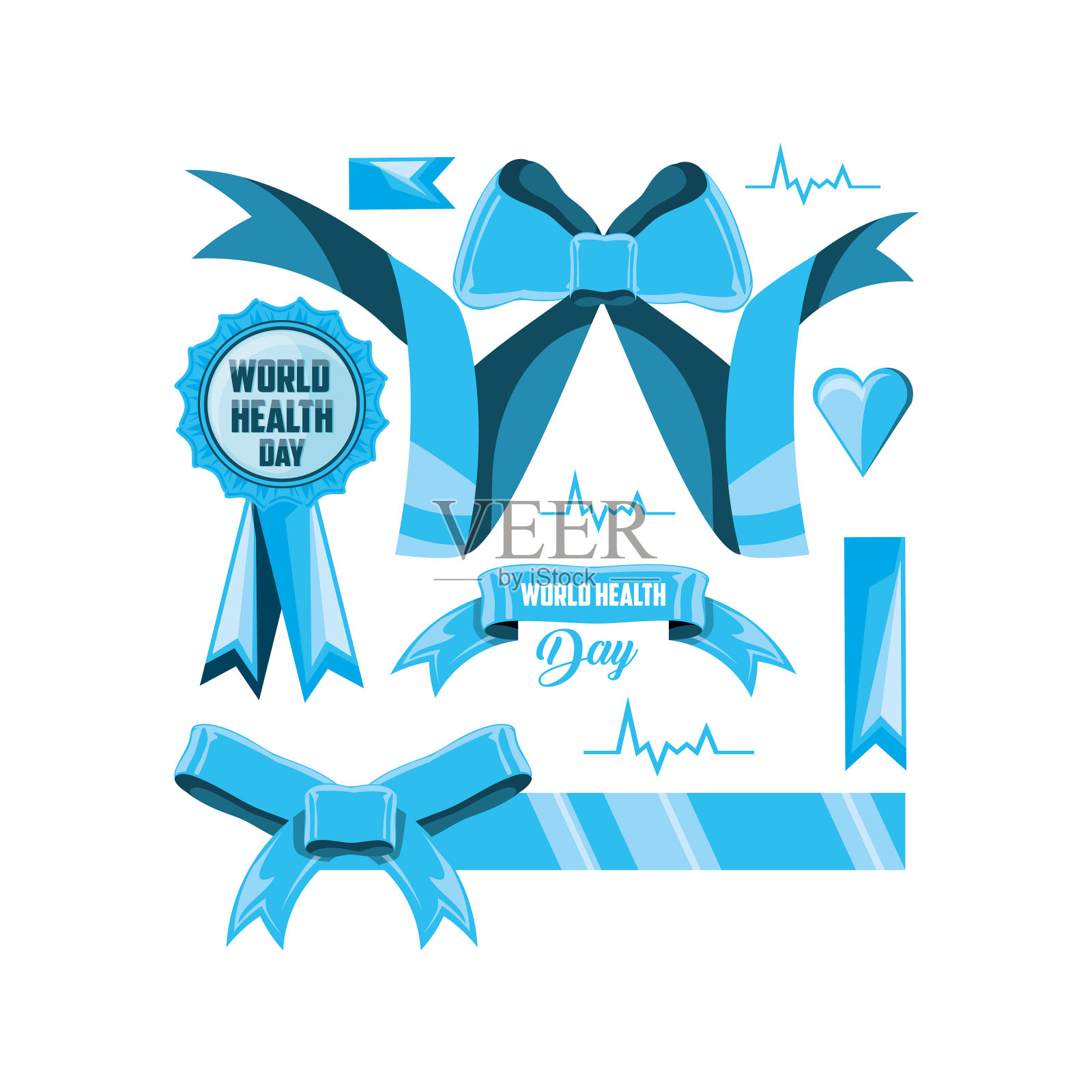 世界卫生日设置图标设计元素图片
