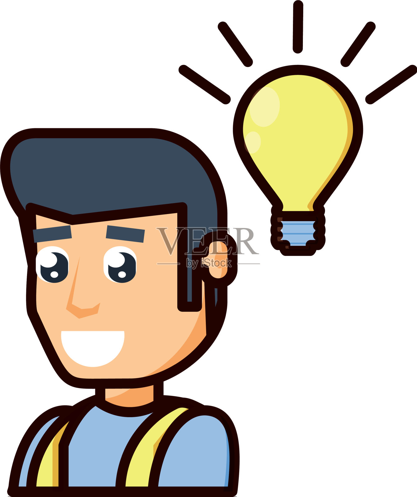 有灯泡的年轻人设计元素图片