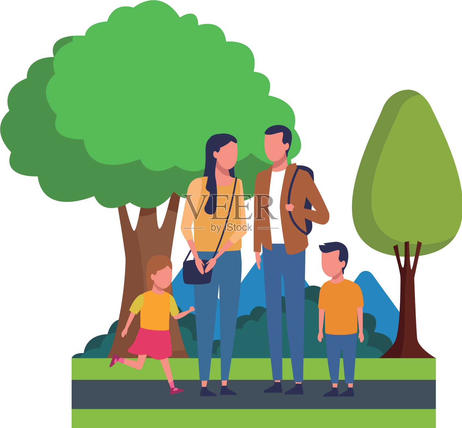 家庭儿童卡通插画图片素材