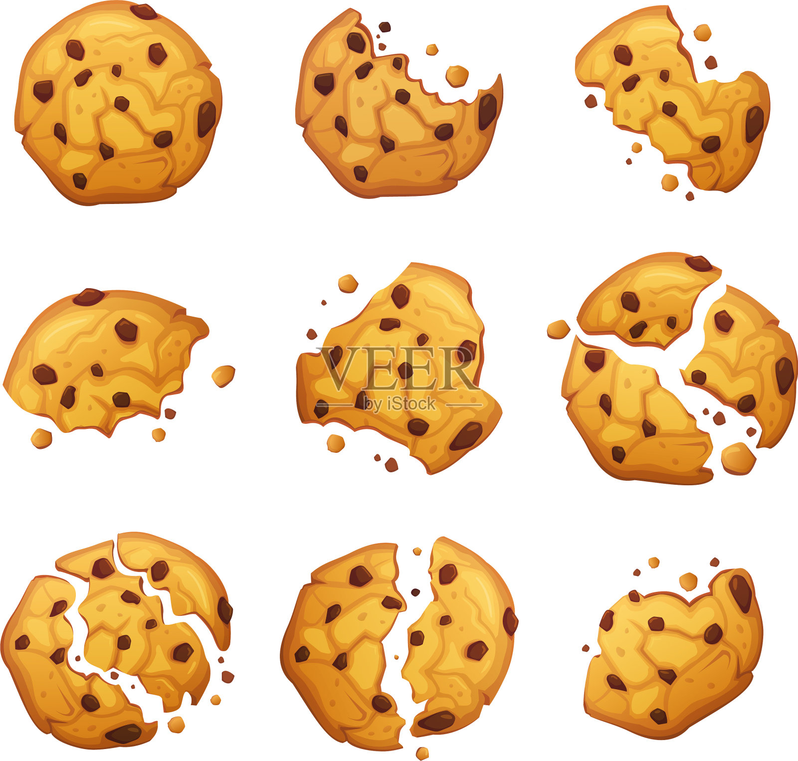 燕麦饼干和巧克力屑隔离插画图片素材