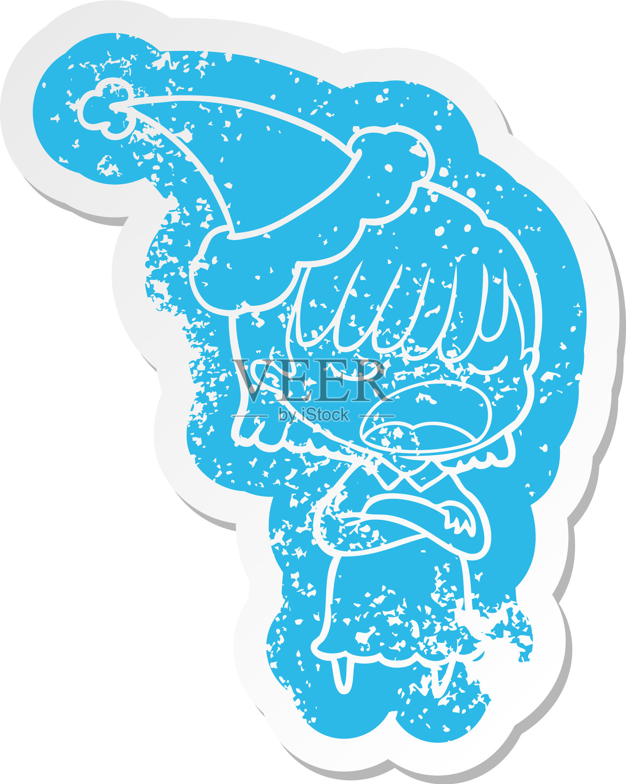 一个女人说话的卡通苦恼贴纸设计元素图片