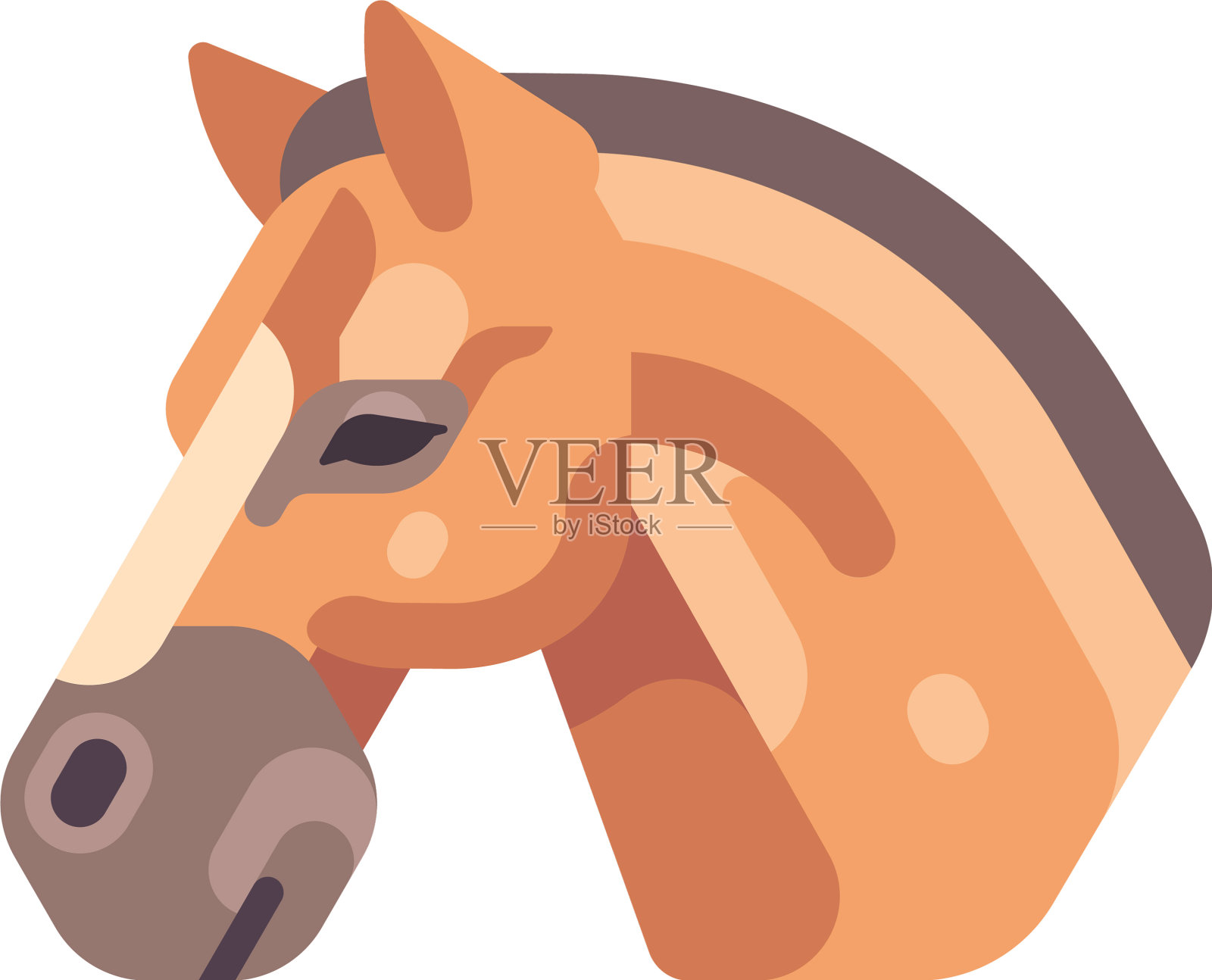 浅棕色马头侧面视图平面图标设计元素图片