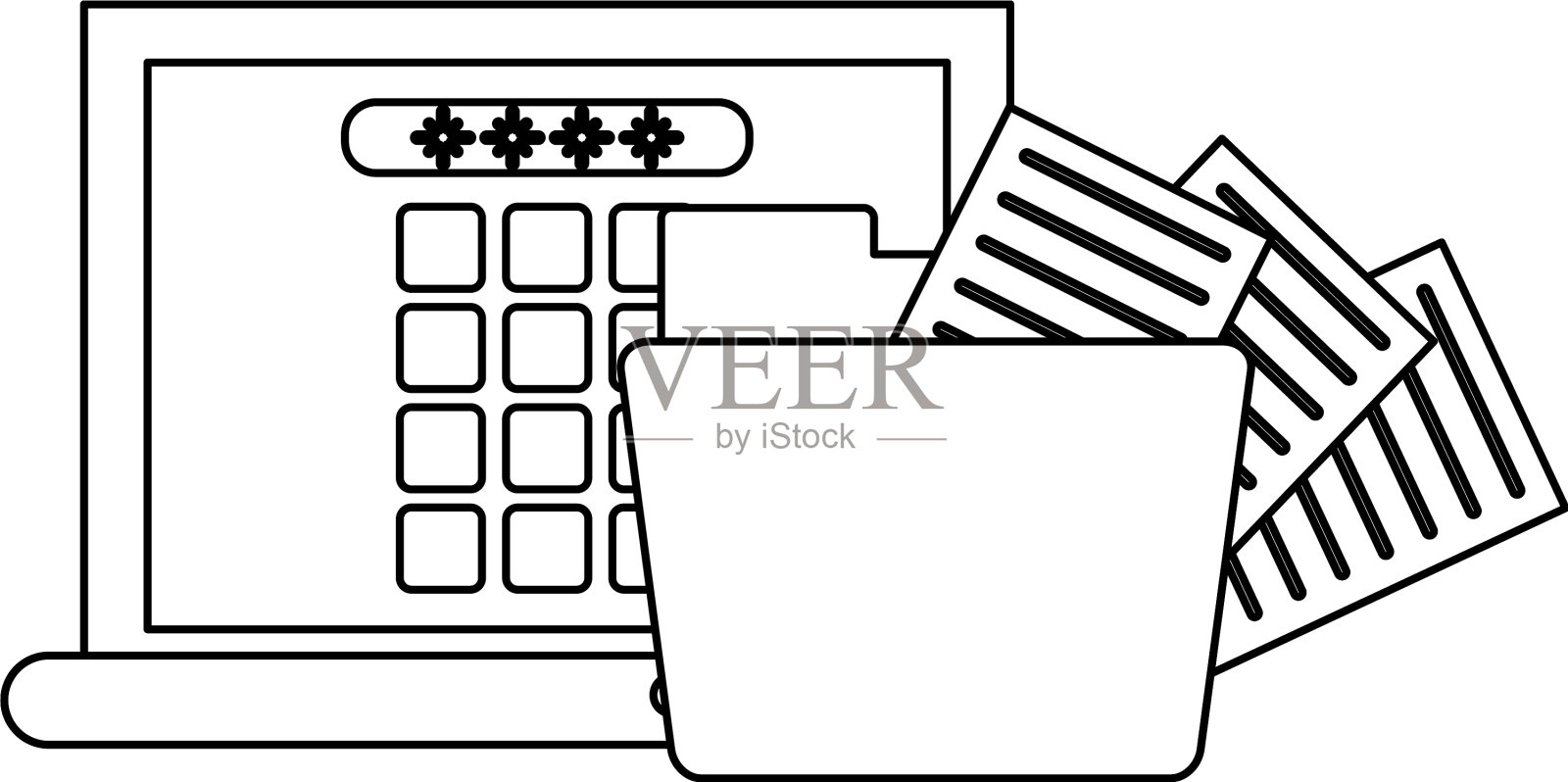 安全系统技术黑白分明插画图片素材