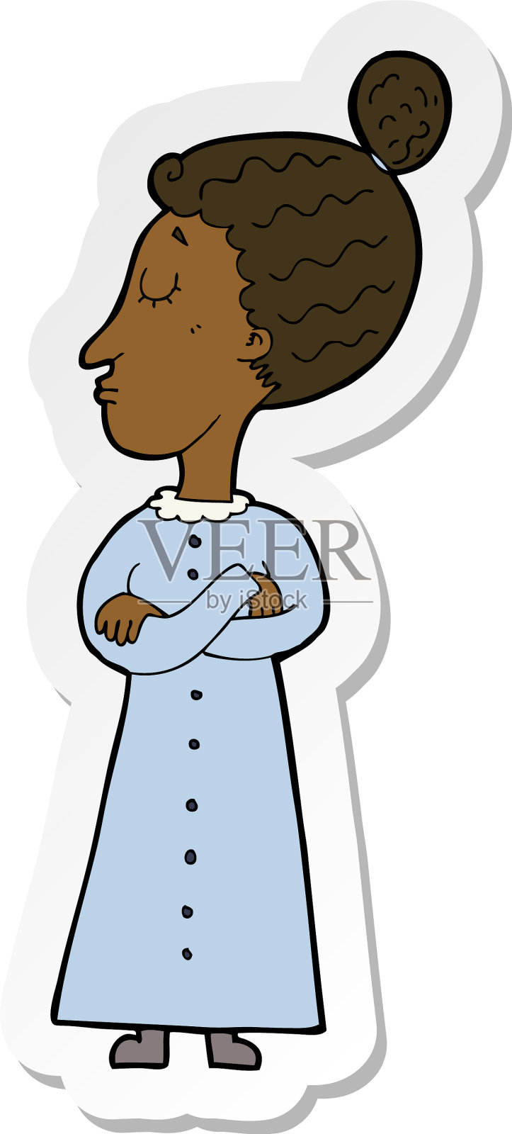 一个严厉的卡通维多利亚老师的贴纸设计元素图片