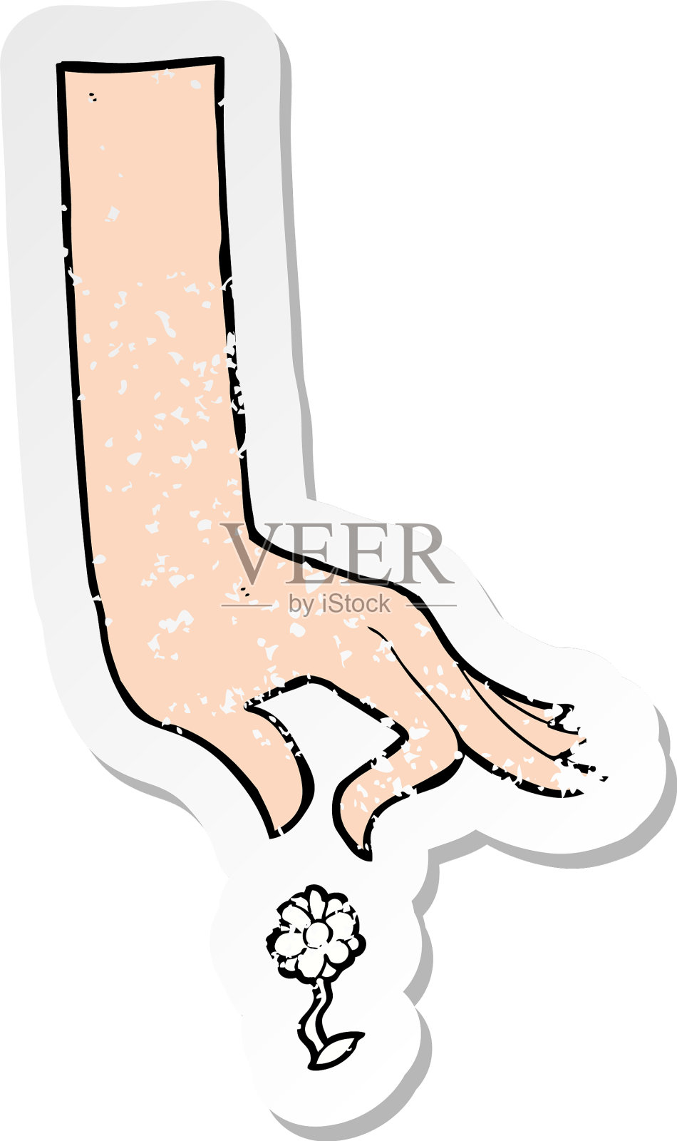 复古心疼贴纸的卡通手设计元素图片