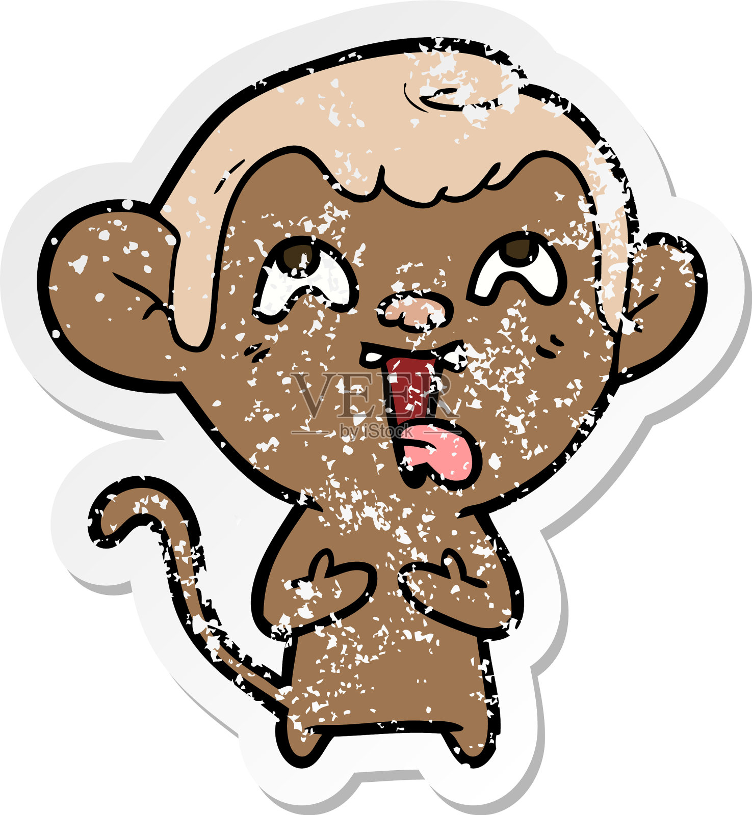 一个疯狂的卡通猴子的苦恼贴纸设计元素图片