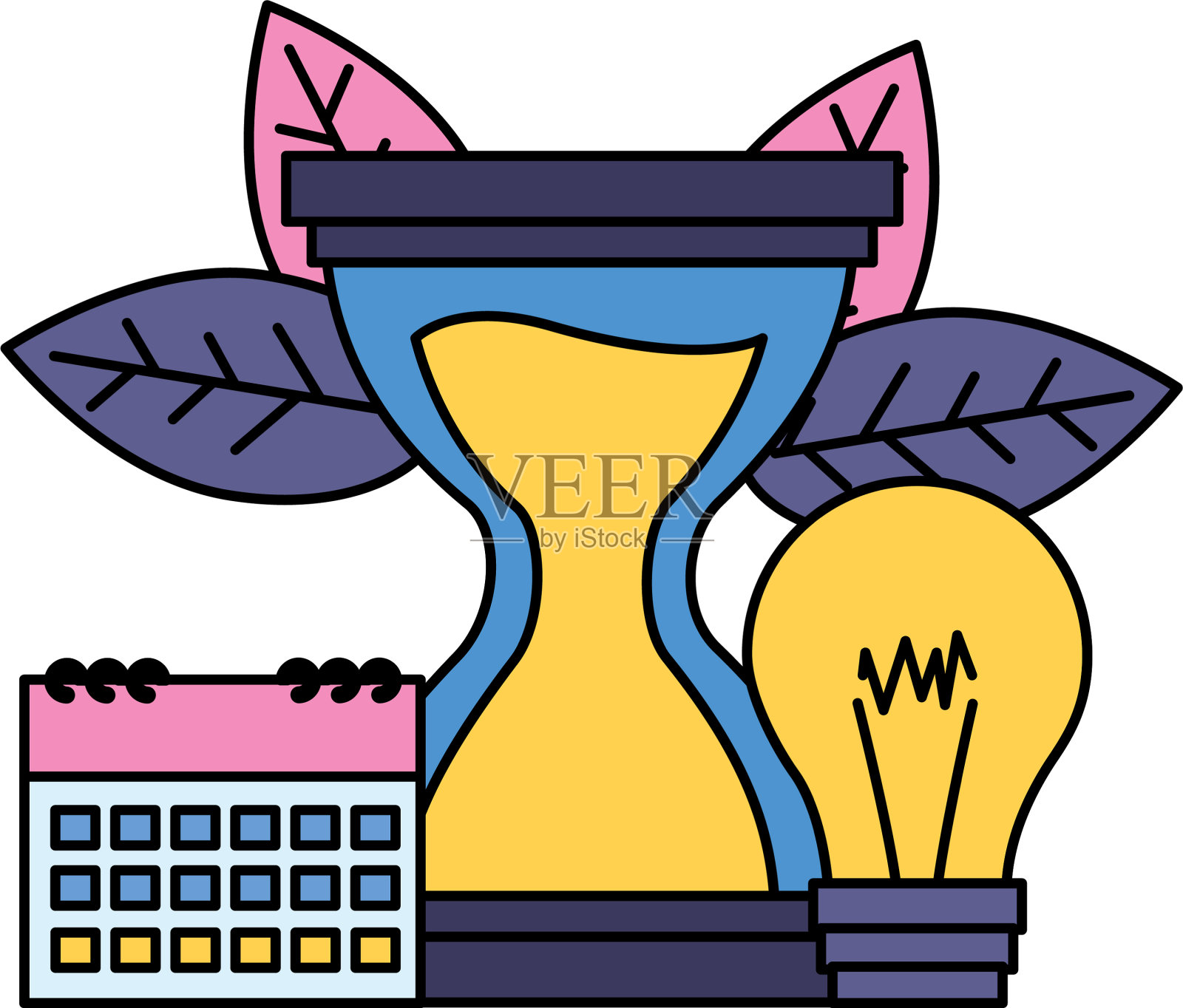 沙漏时钟日历插画图片素材