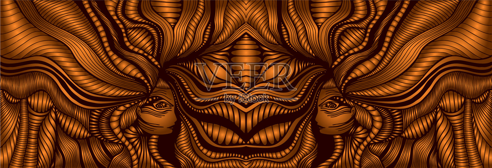 蒸汽朋克风格复古梦幻超现实的女孩插画图片素材