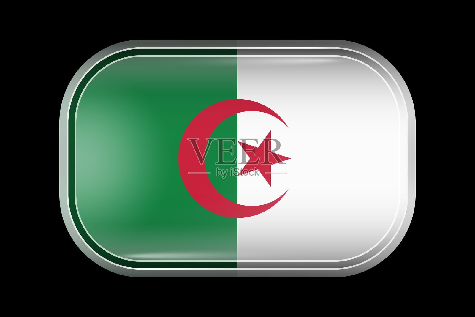 旗帜阿尔及利亚缠绵图标矩形插画图片素材