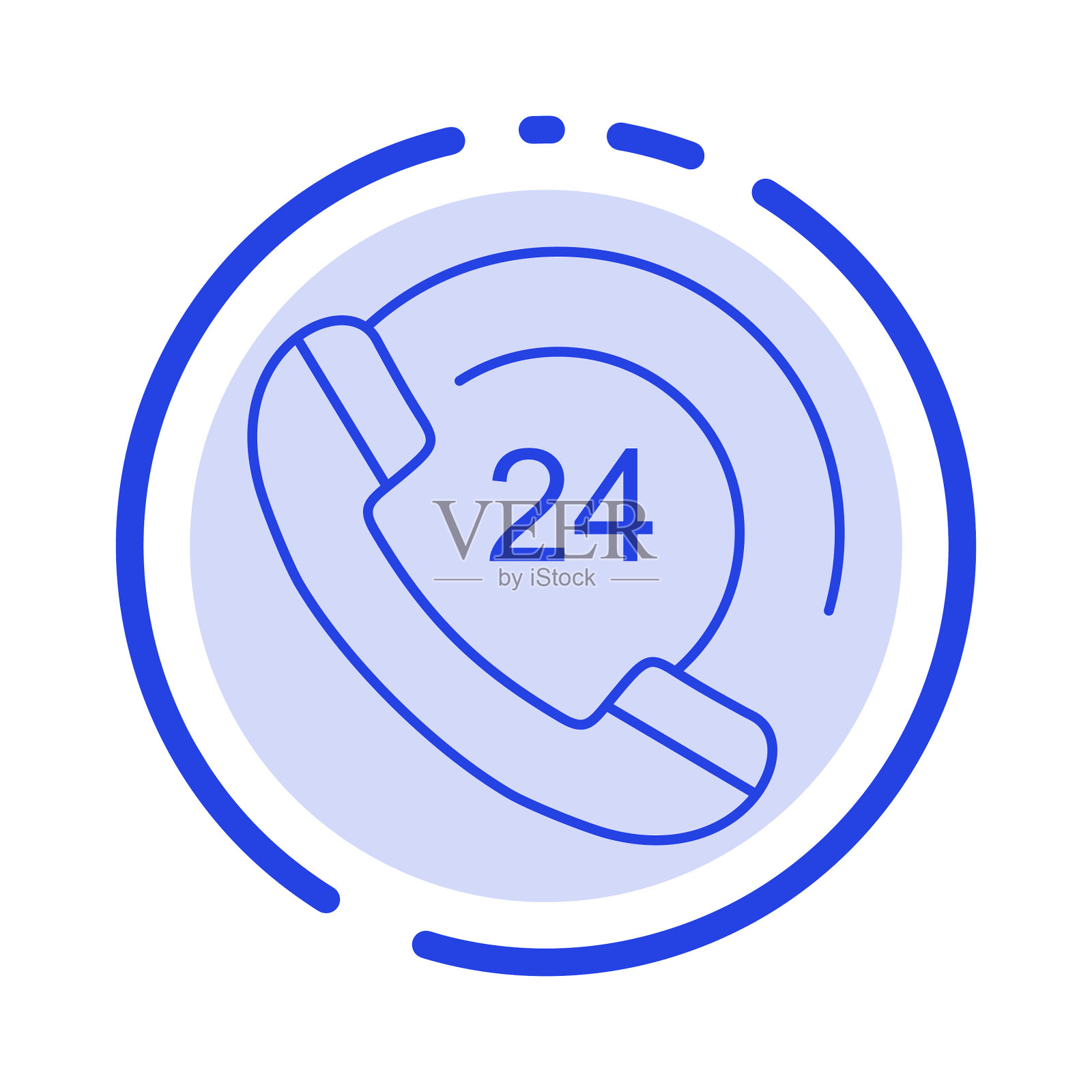 呼叫通信电话支持蓝虚线插画图片素材