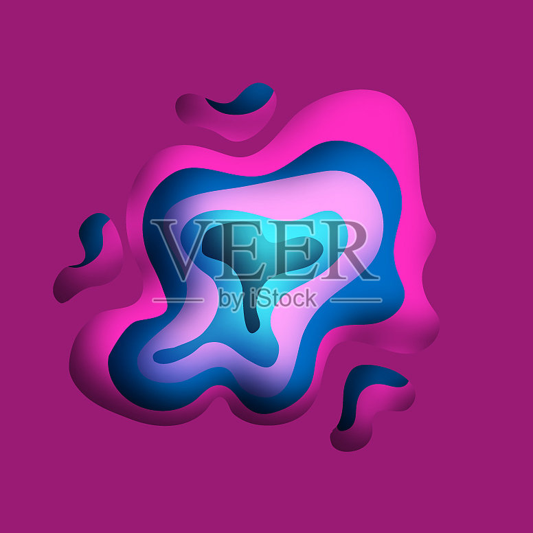 3d抽象背景与剪纸形状设计模板素材