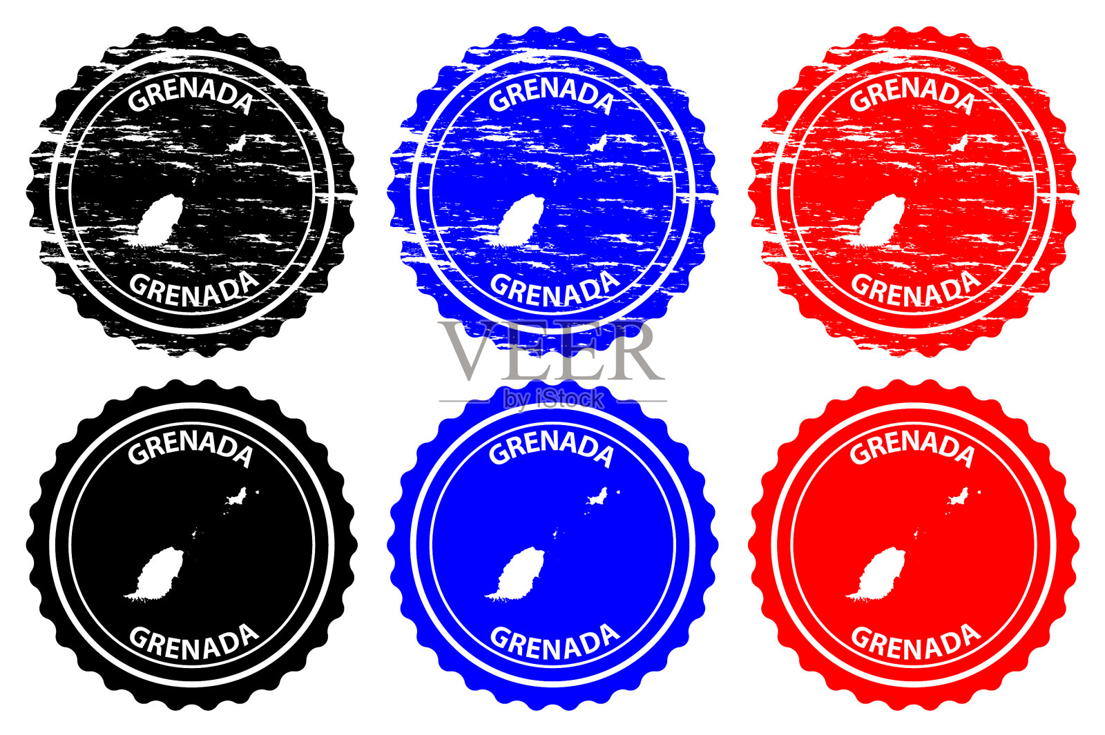 格林纳达橡皮图章插画图片素材