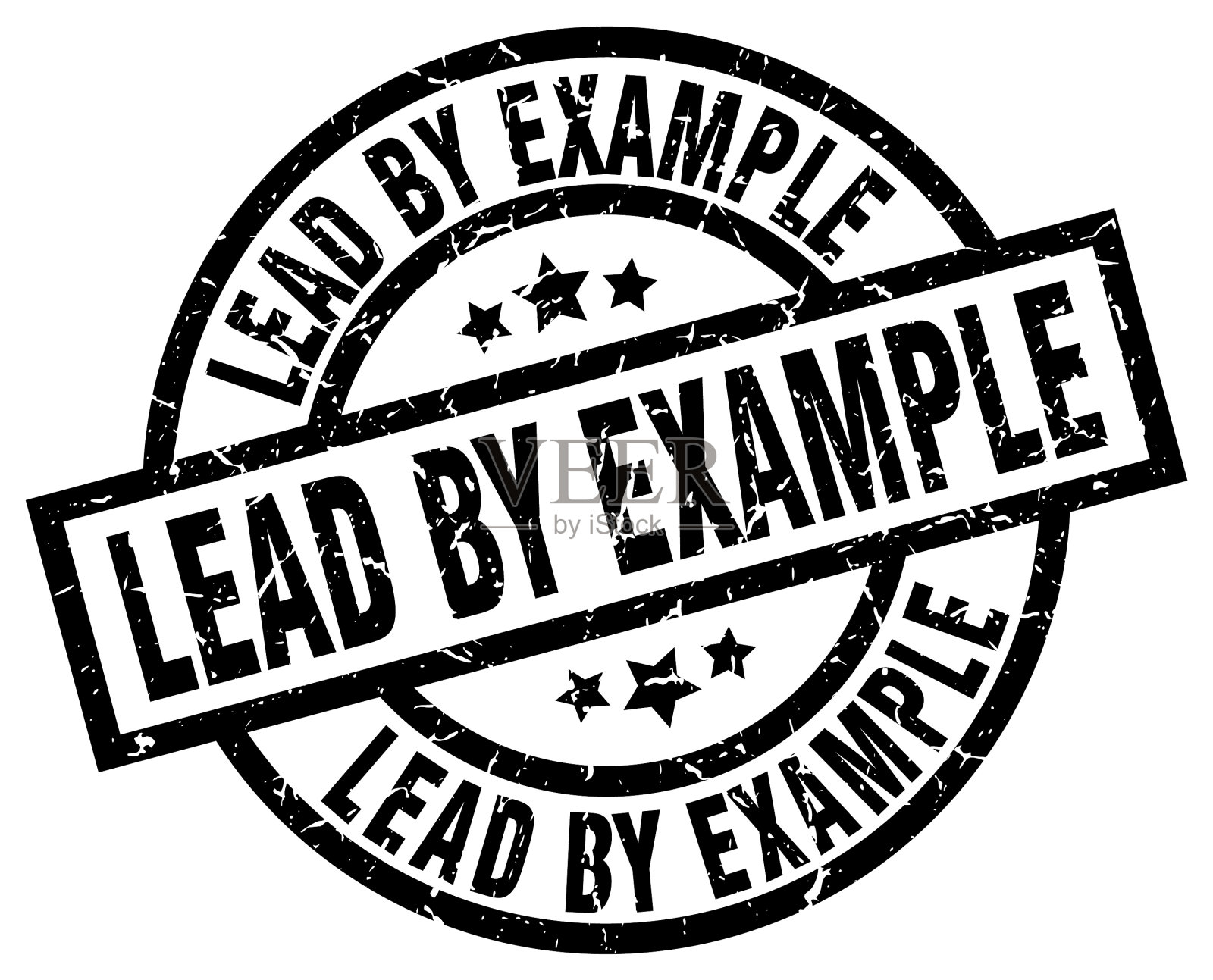 以身作则，圆形垃圾黑邮票插画图片素材