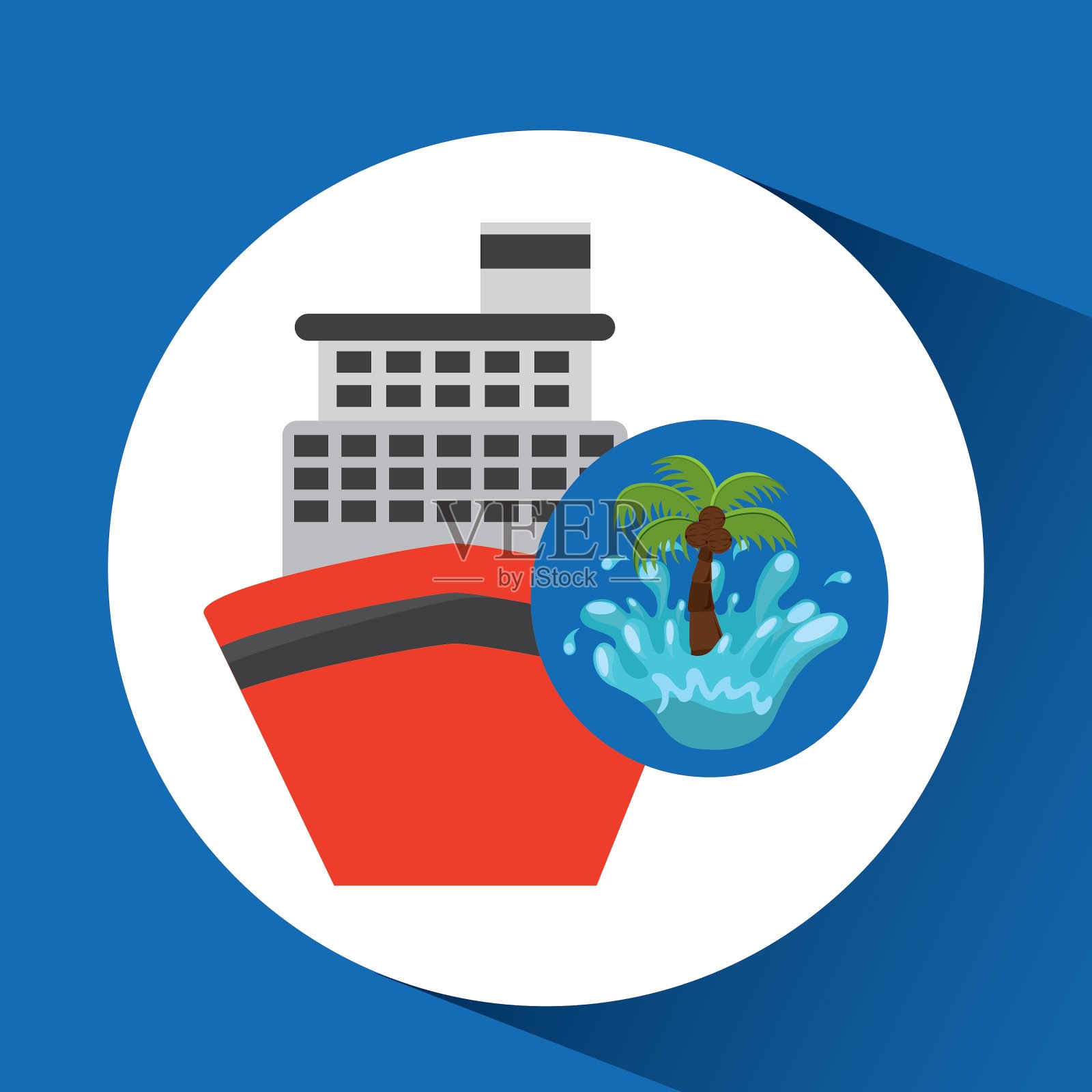 邮轮水溅棕榈暑假插画图片素材