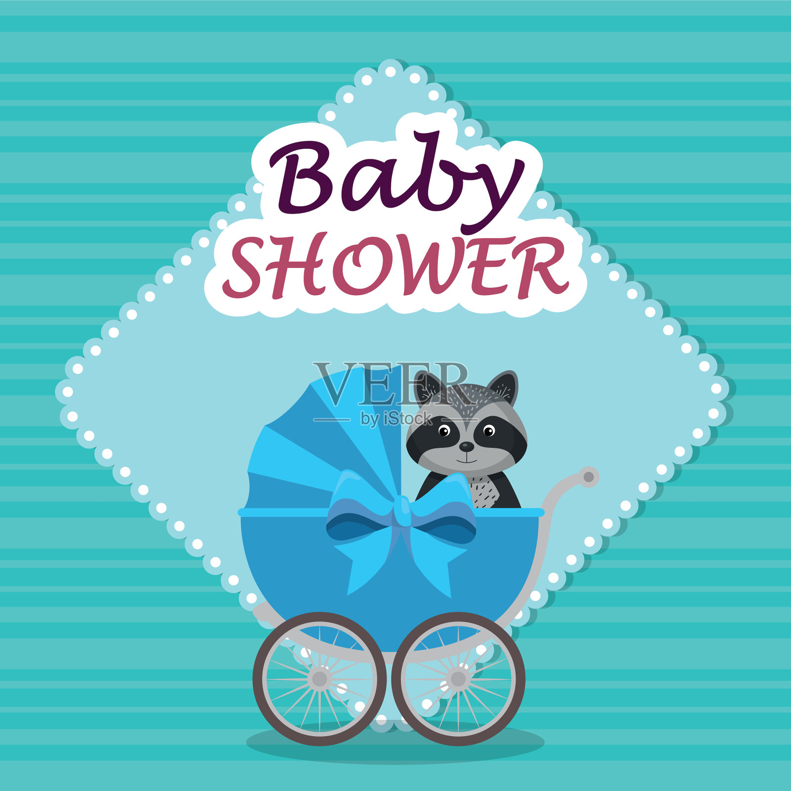 可爱的浣熊宝宝送礼卡插画图片素材