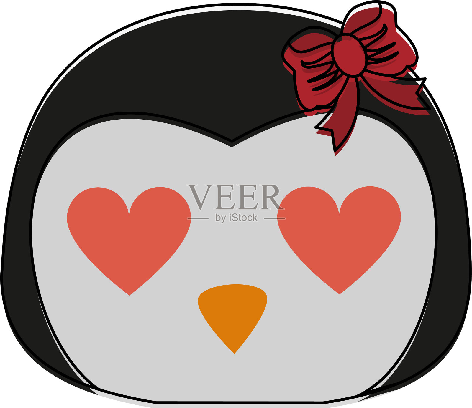 企鹅与心的眼睛可爱的动物卡通ico插画图片素材