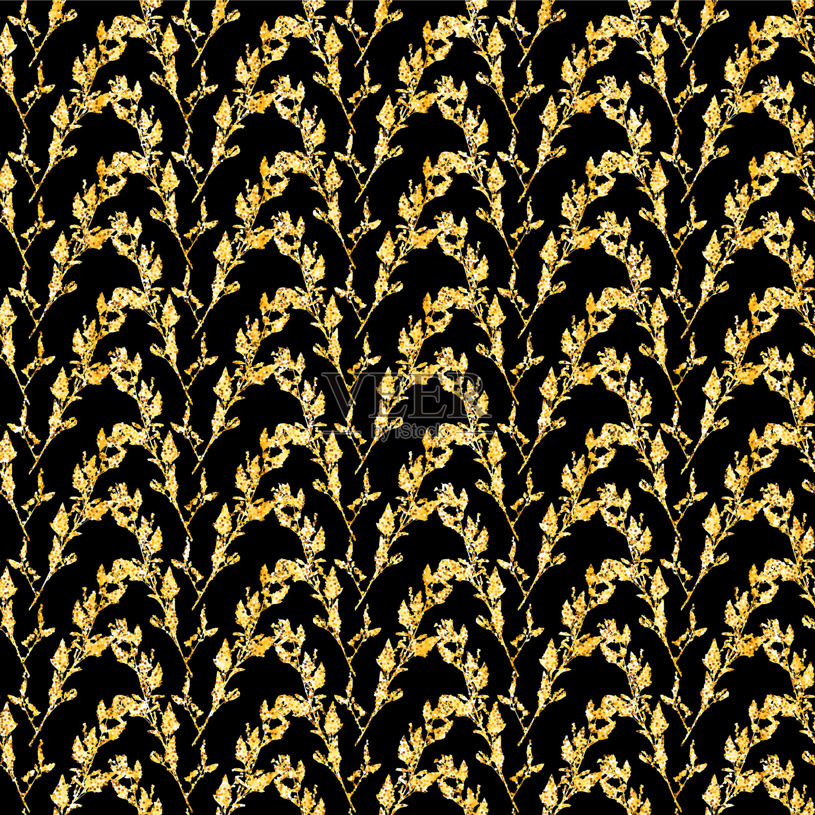 闪闪发光的金色树叶的背景插画图片素材