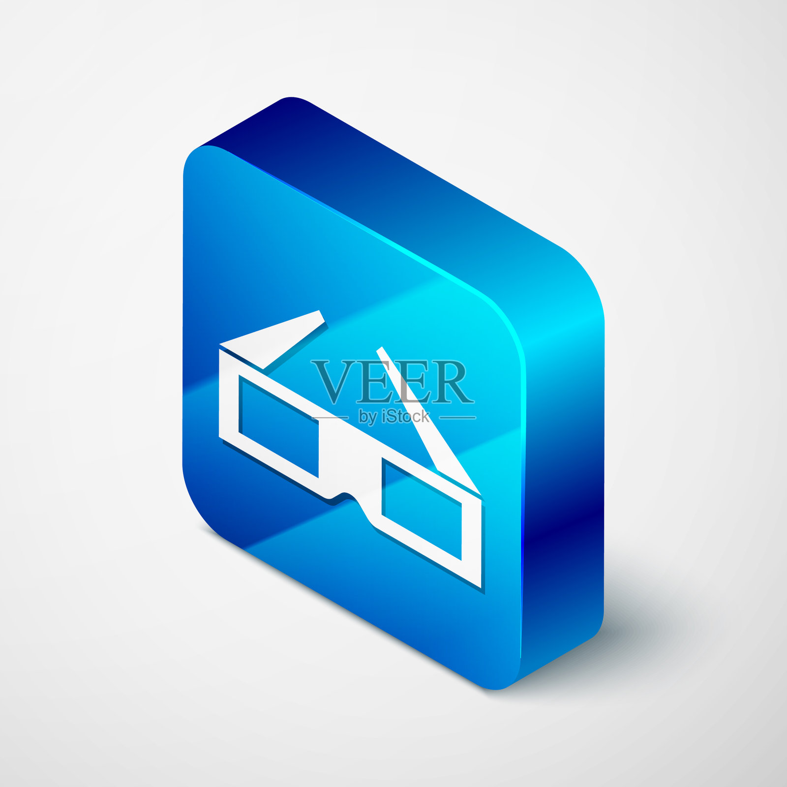 等距3d电影眼镜图标孤立在白色插画图片素材