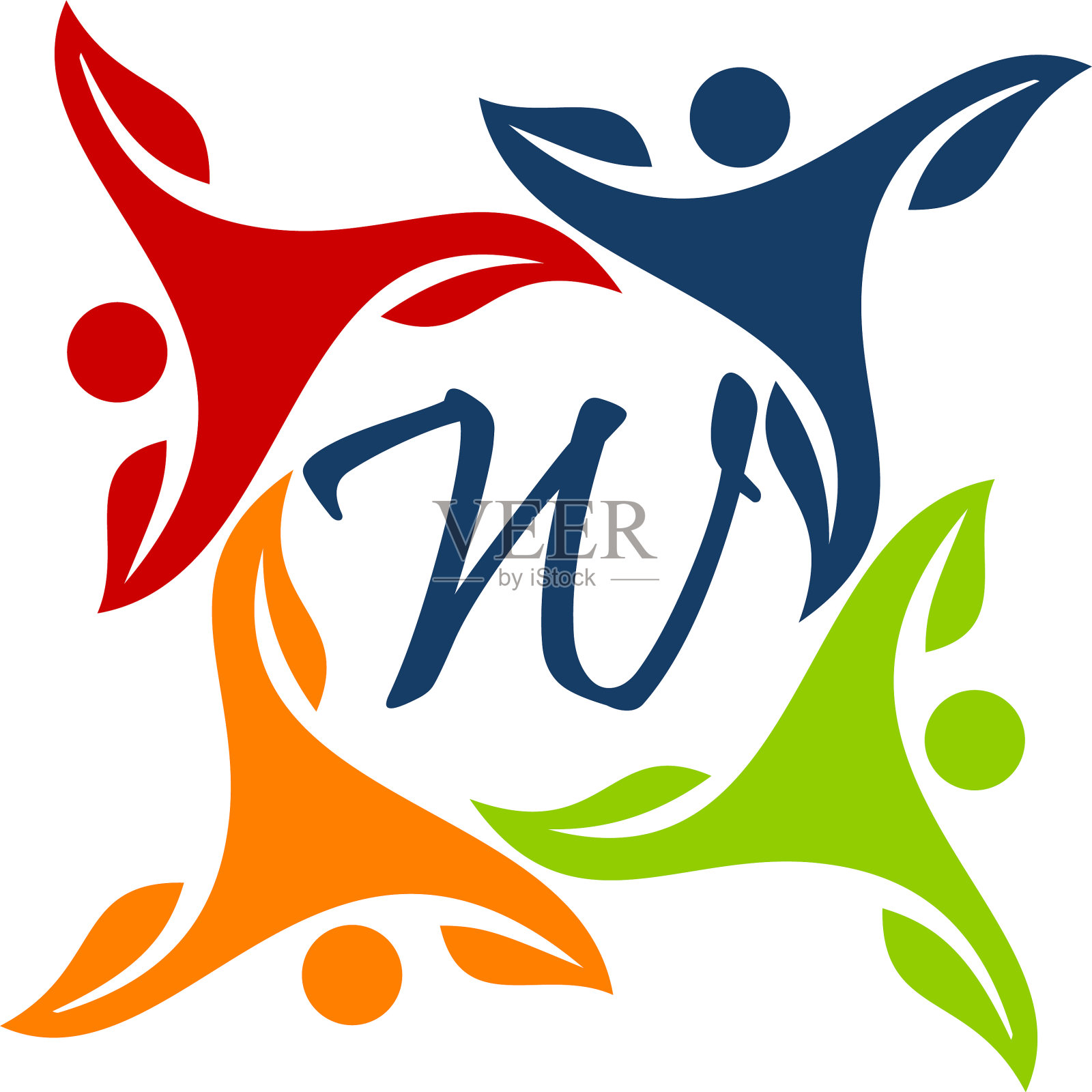 叶人健康一起字母w设计元素图片