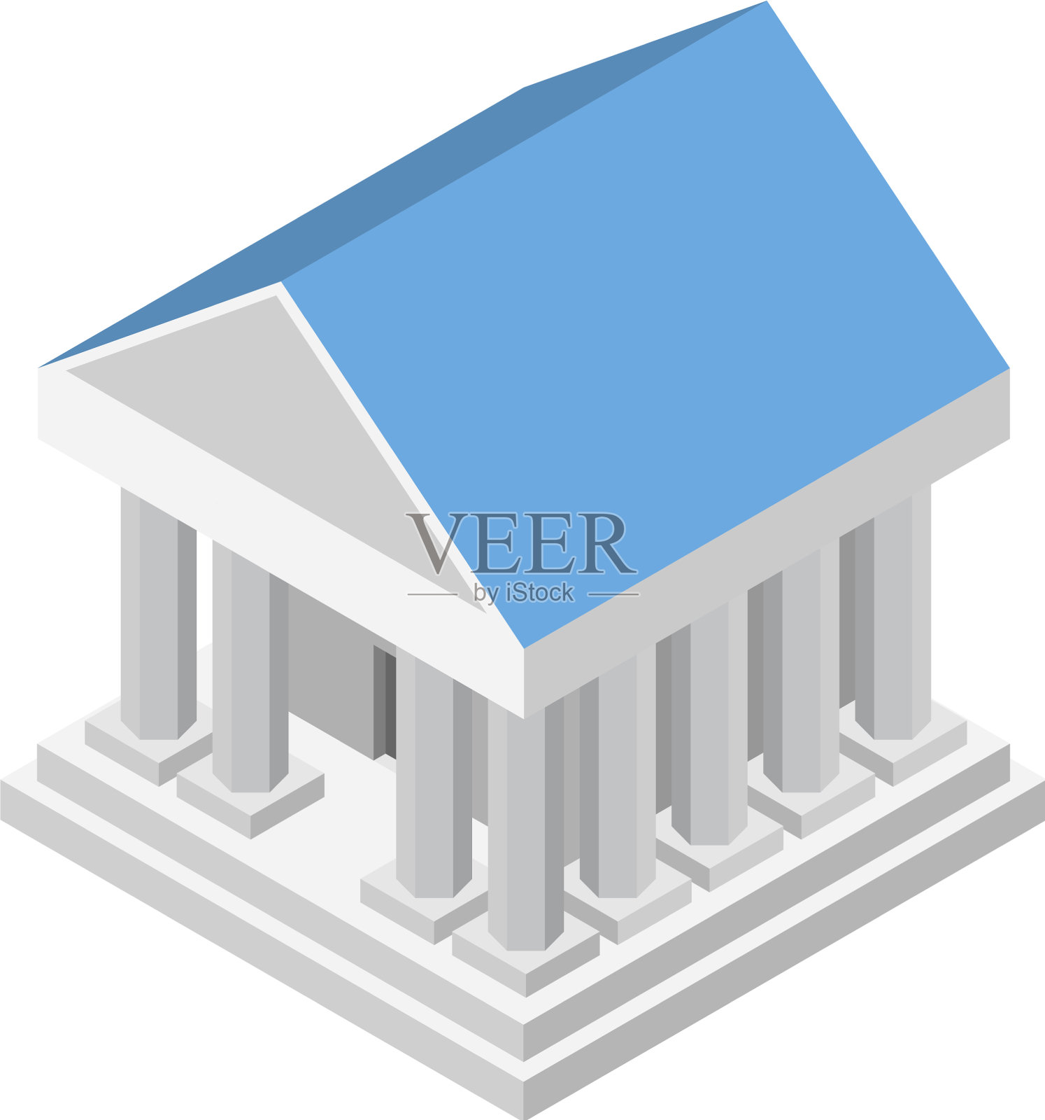 古老的白色银行建筑图标等距风格设计元素图片