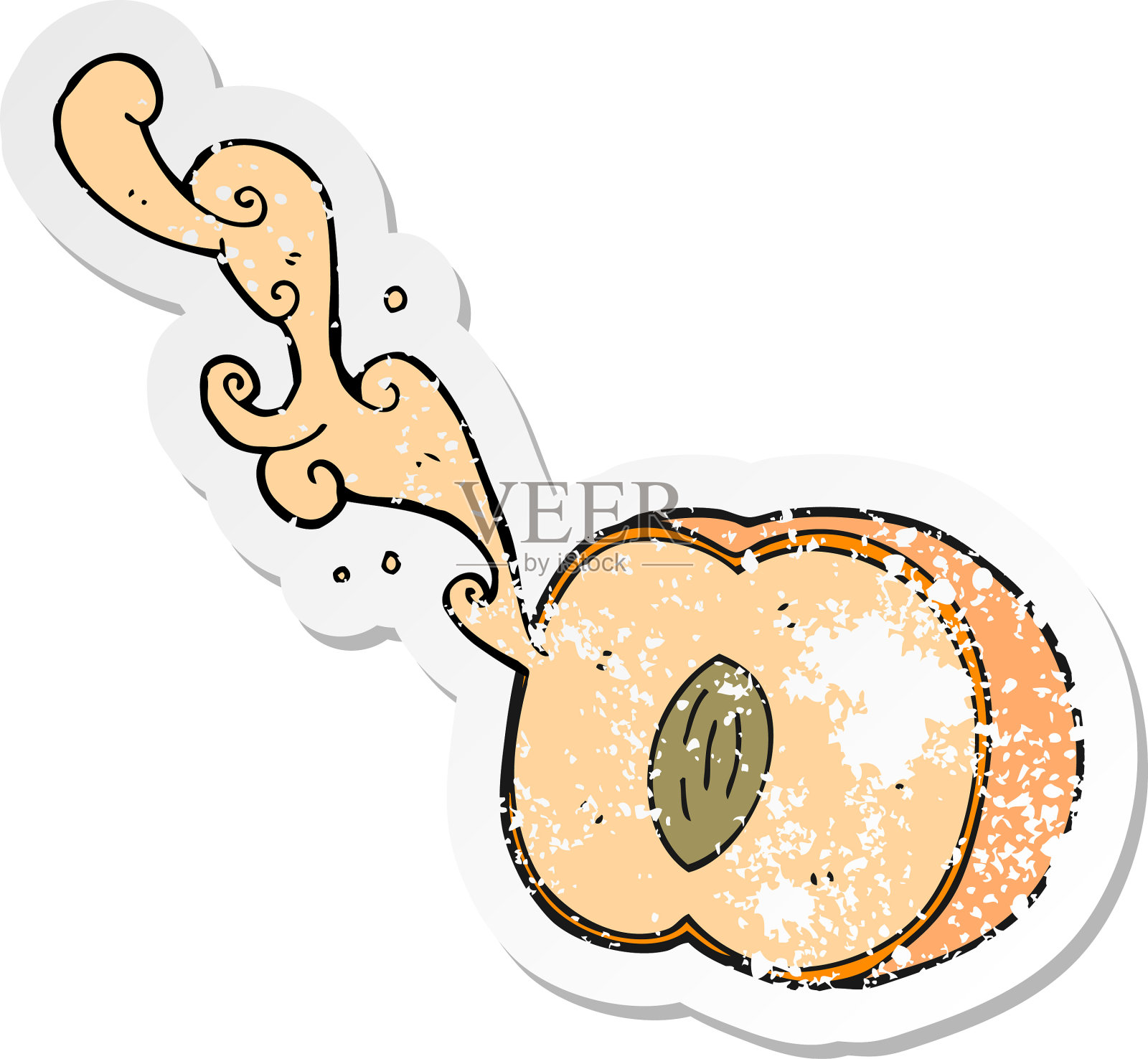 复古心疼贴纸的卡通多汁桃子设计元素图片