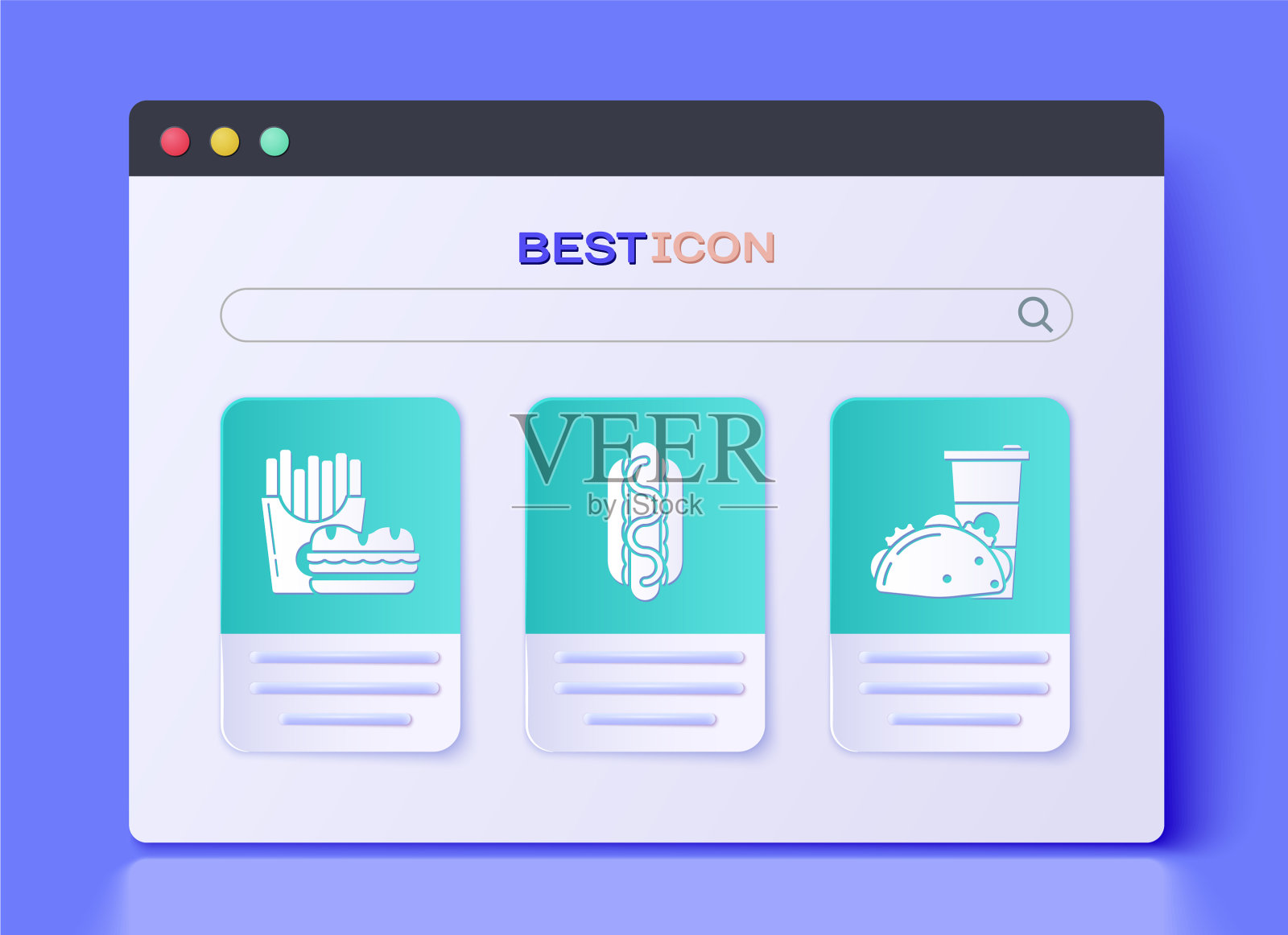 热狗三明治配芥末汉堡和图标素材