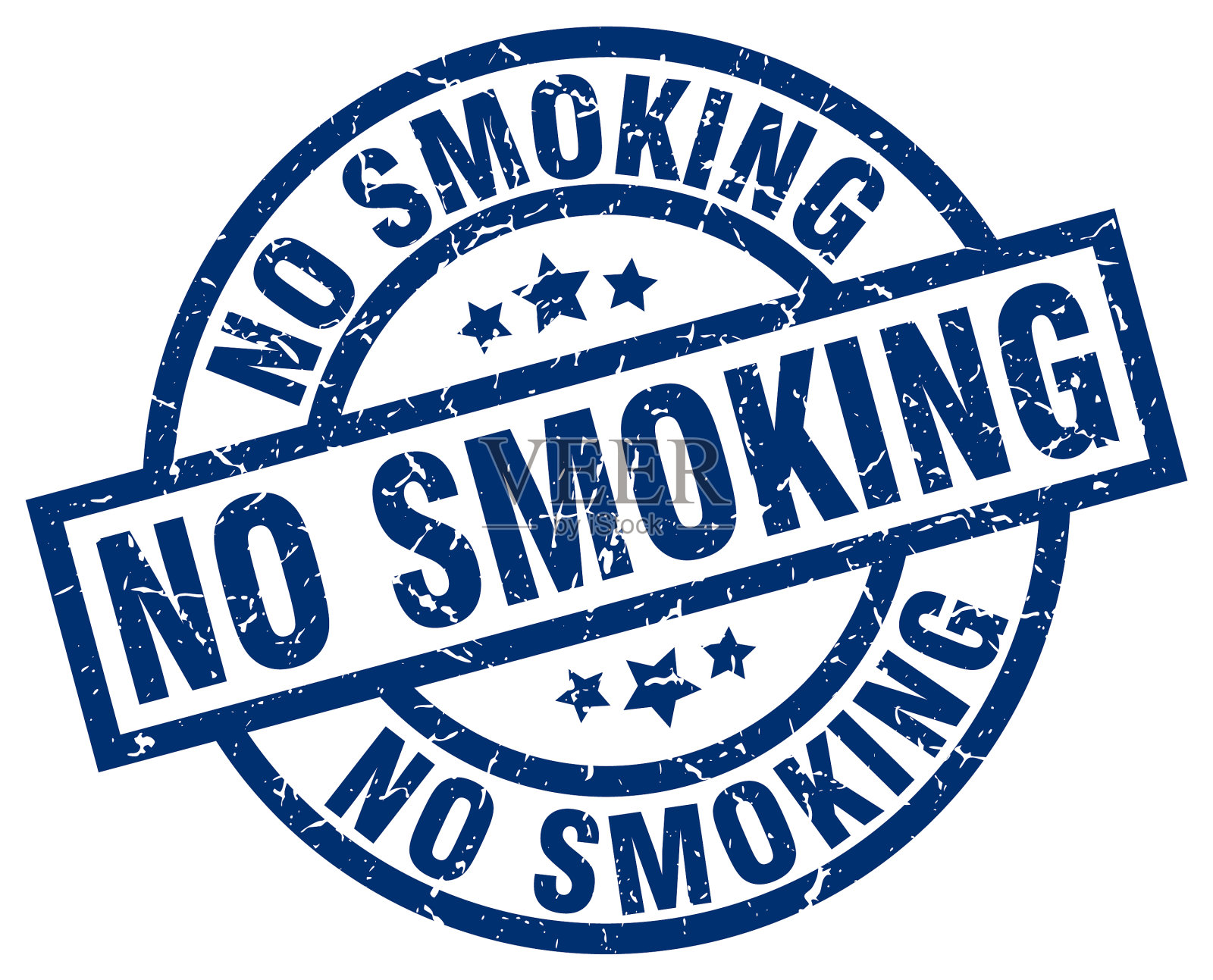 没有吸烟蓝色圆形垃圾邮票插画图片素材
