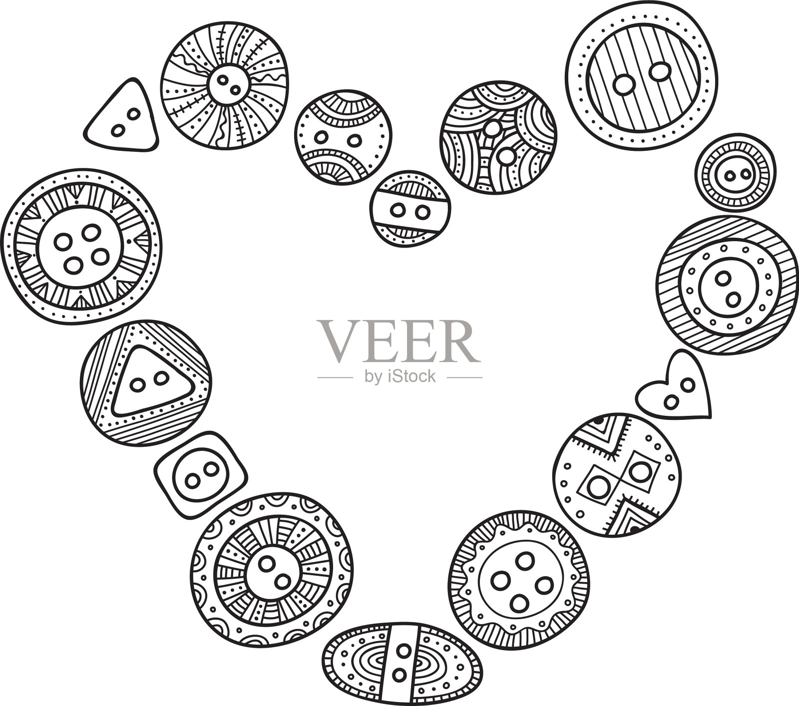 心框布纽扣波西米亚风格设计元素图片