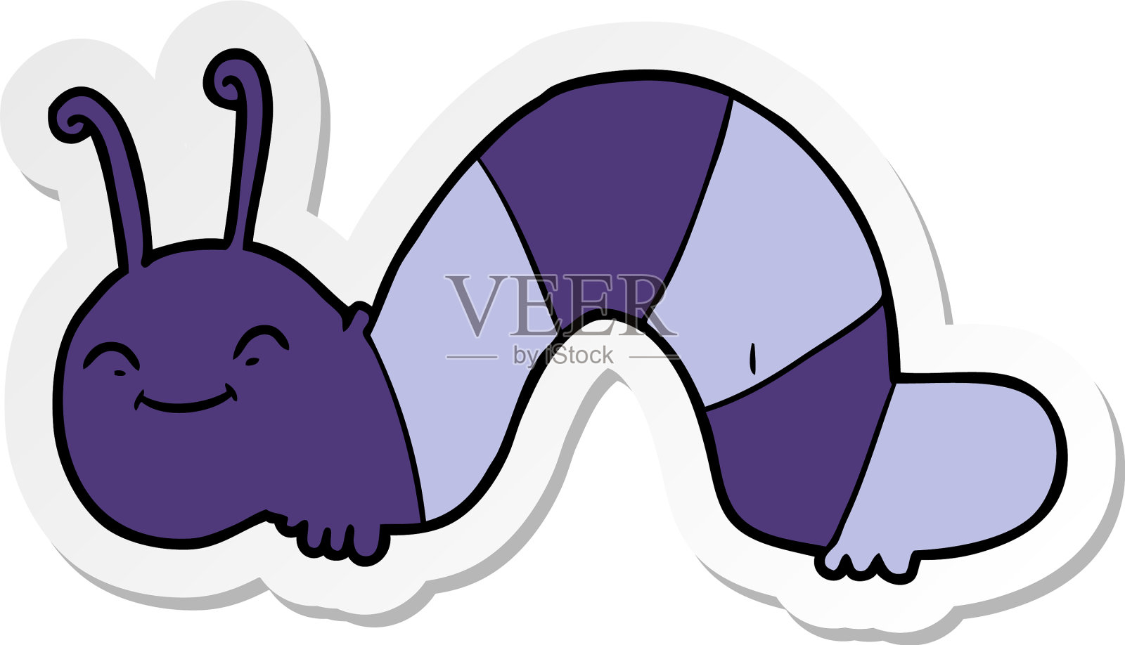 一个卡通快乐的虫子贴纸设计元素图片