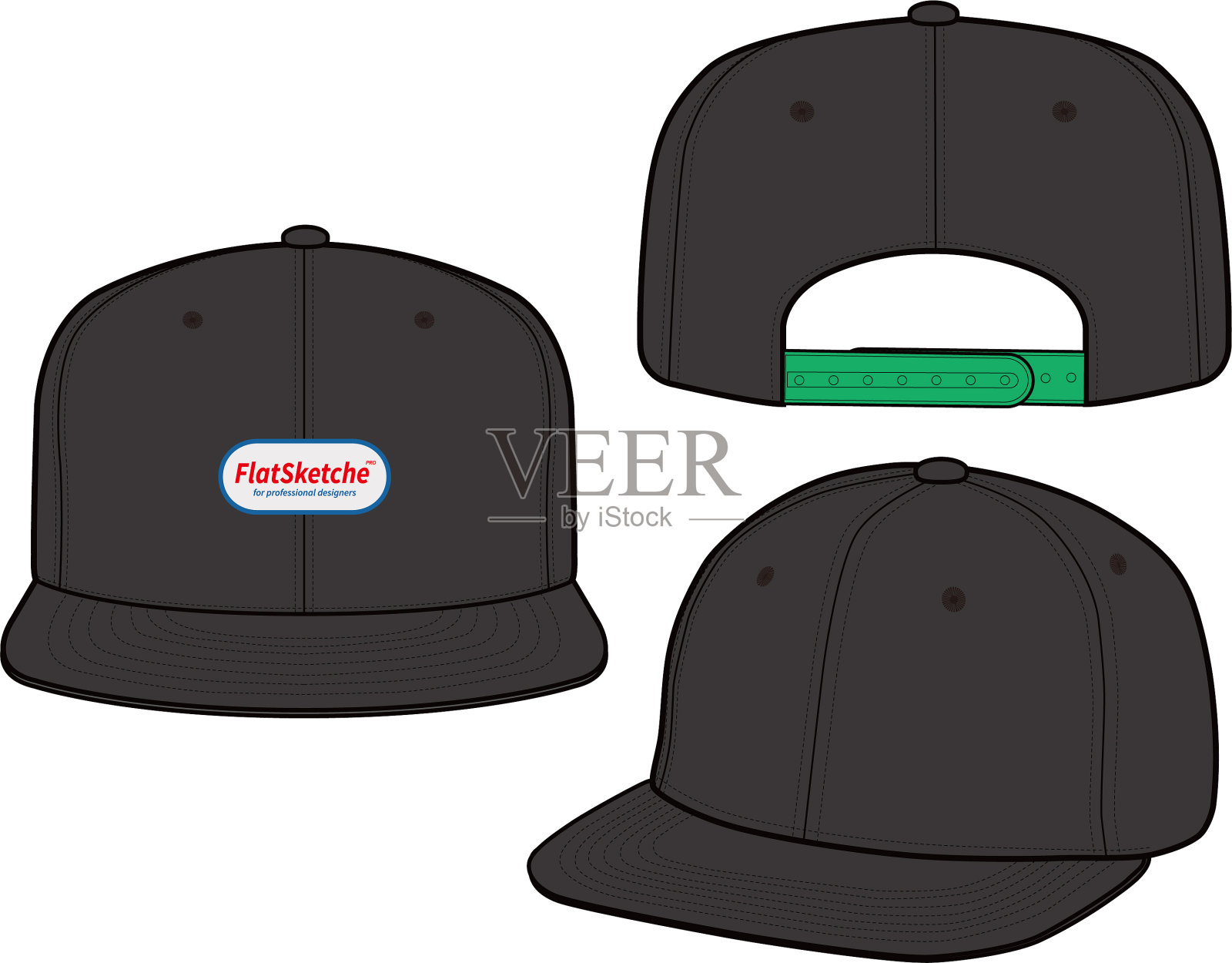 Snapback帽时尚扁平模型设计设计元素图片