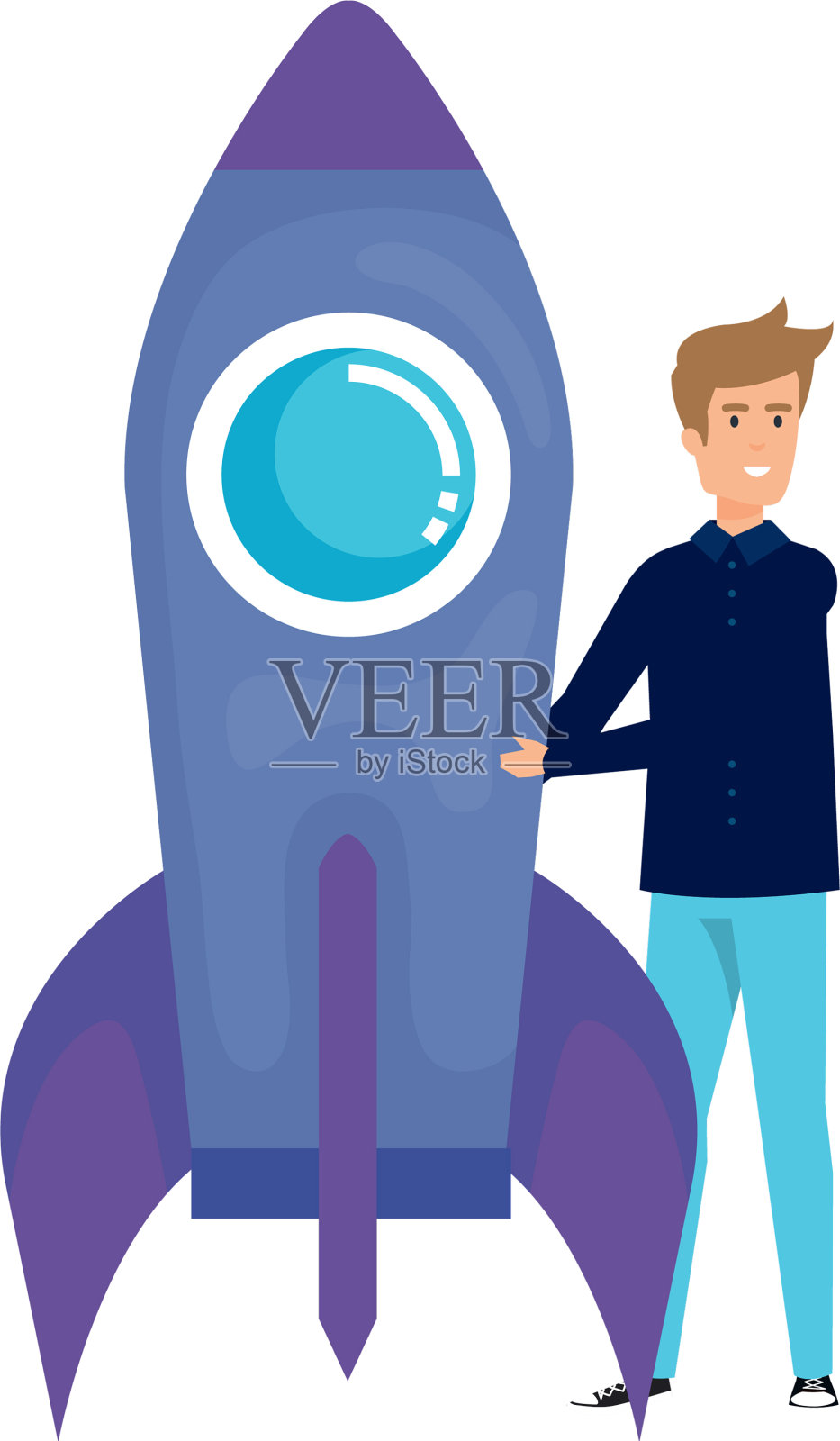 带着火箭的普通商人设计元素图片